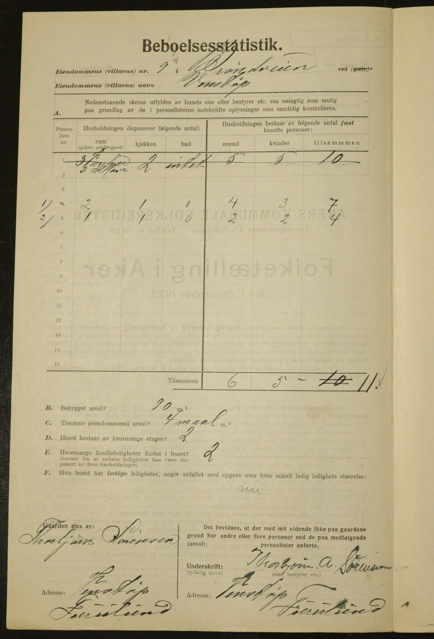 , Municipal Census 1923 for Aker, 1923, p. 803