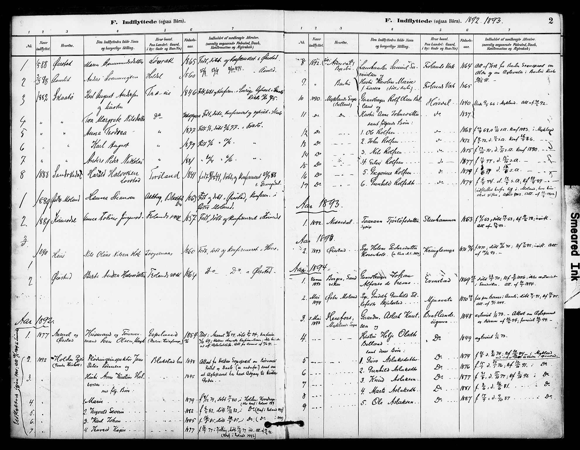 Froland sokneprestkontor, SAK/1111-0013/F/Fa/L0004: Parish register (official) no. A 4, 1882-1906, p. 2