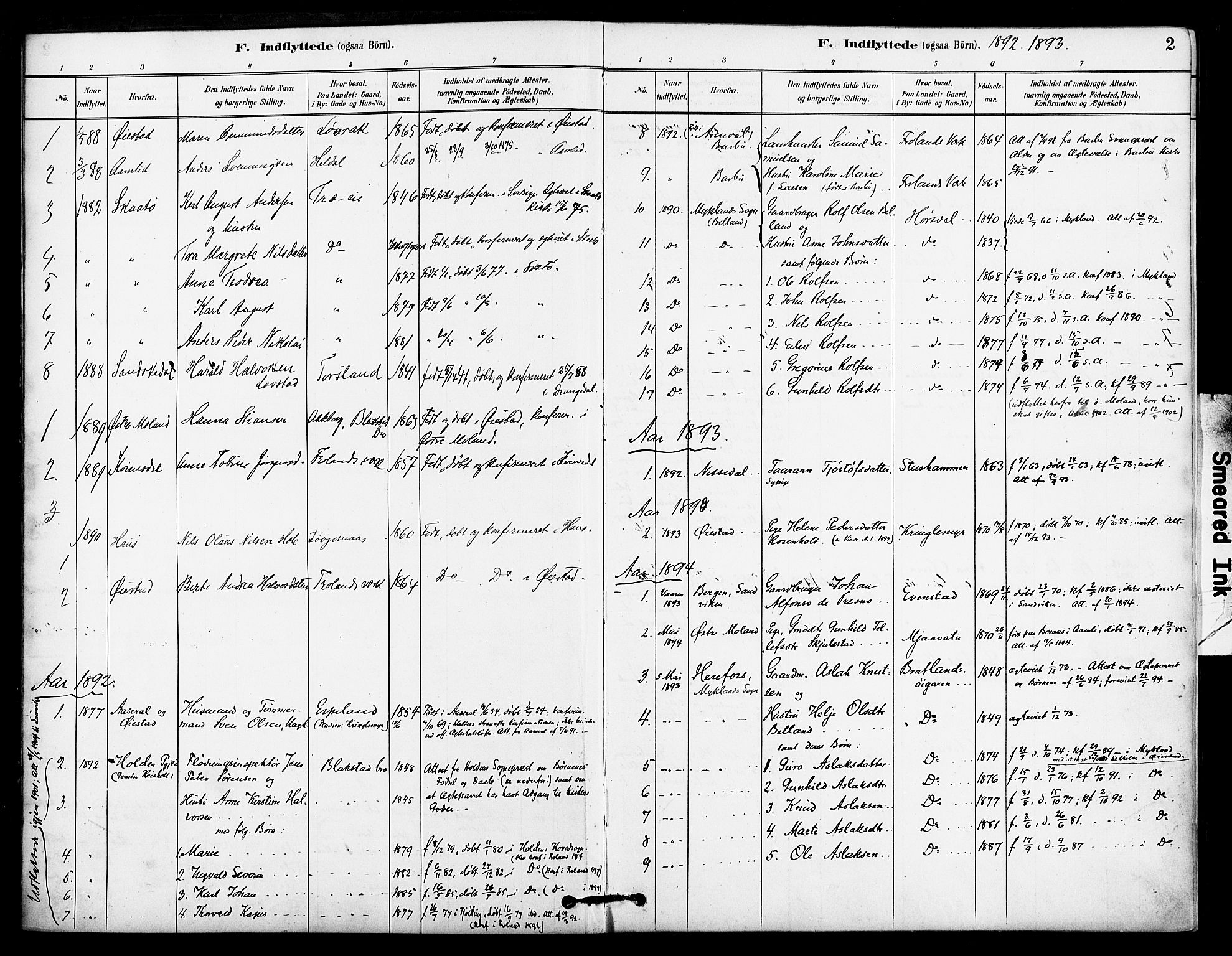 Froland sokneprestkontor, AV/SAK-1111-0013/F/Fa/L0004: Parish register (official) no. A 4, 1882-1906, p. 2