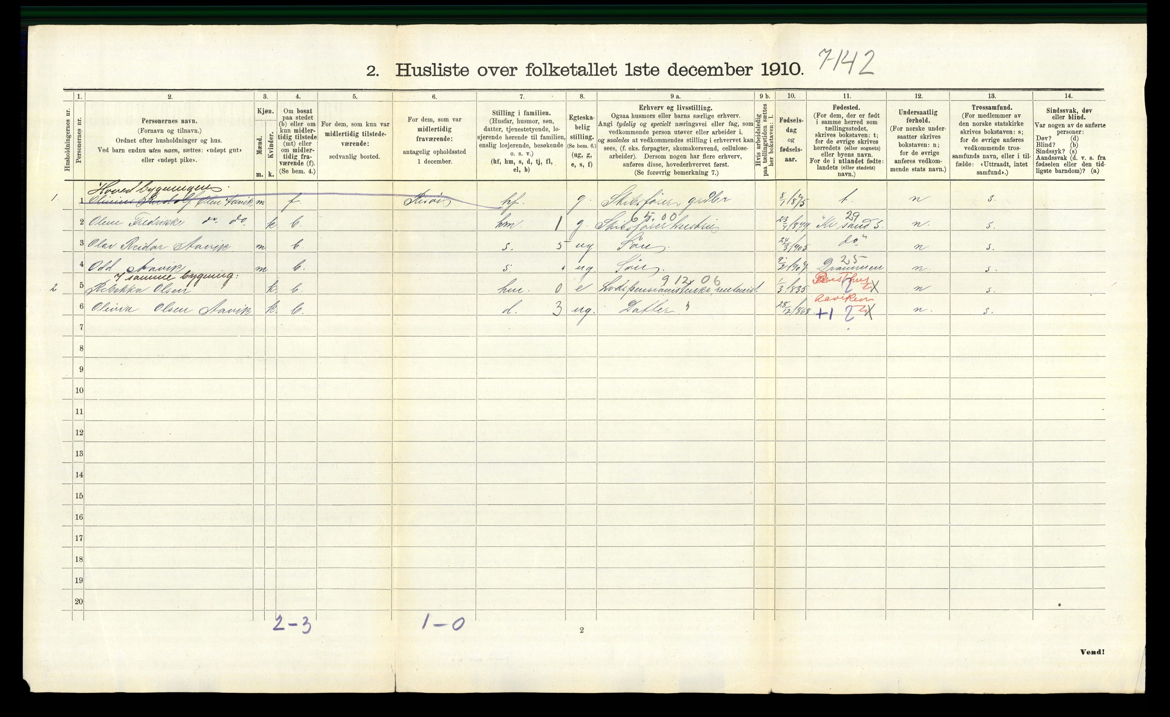 RA, 1910 census for Spangereid, 1910, p. 564