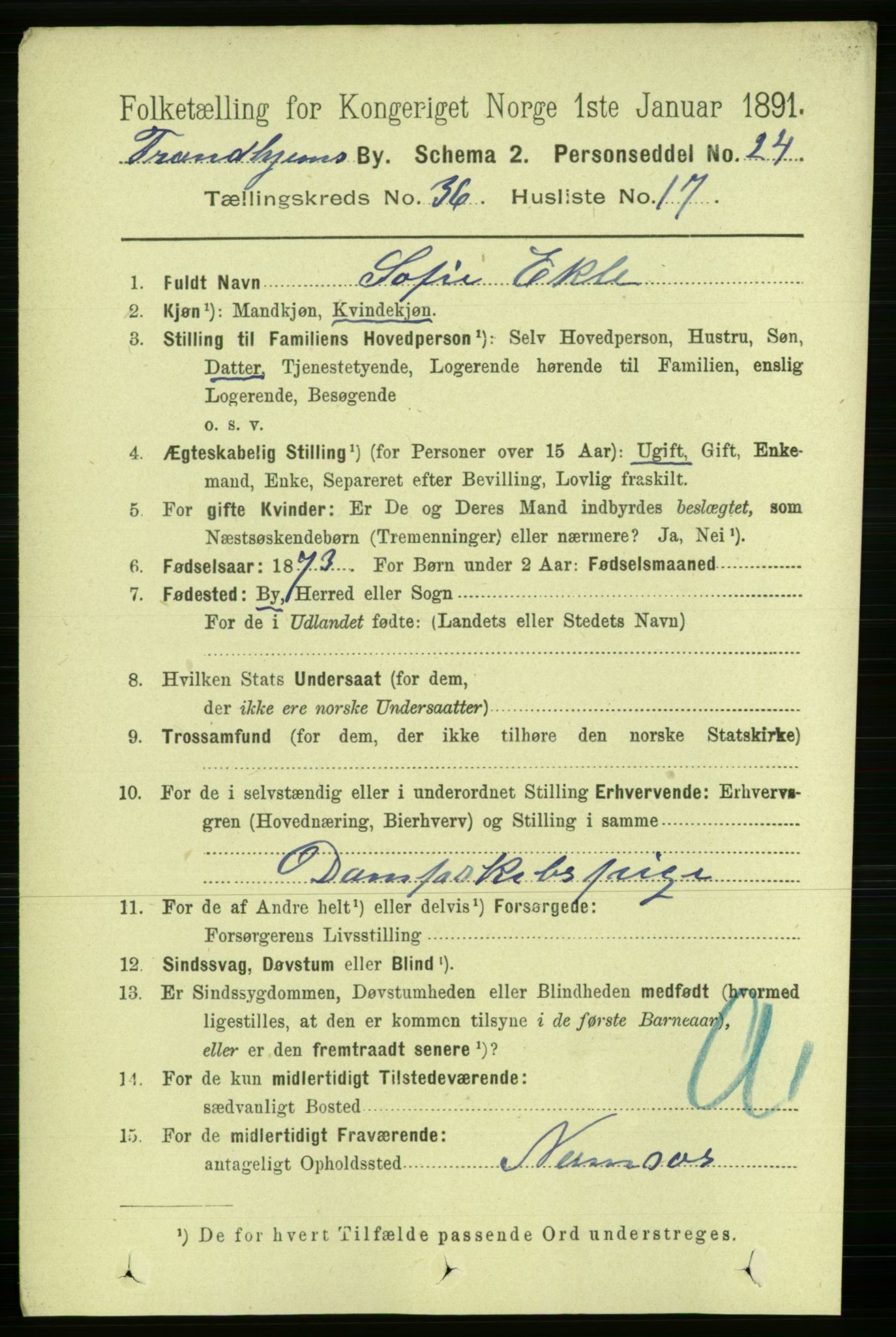 RA, 1891 census for 1601 Trondheim, 1891, p. 27112