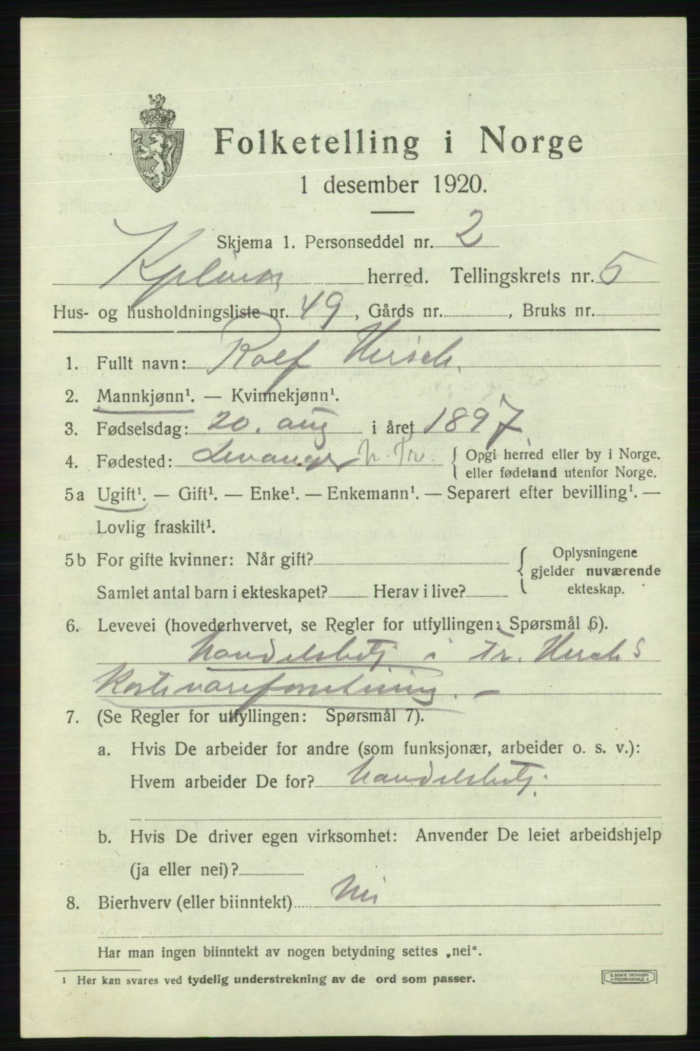 SATØ, 1920 census for Kjelvik, 1920, p. 2881