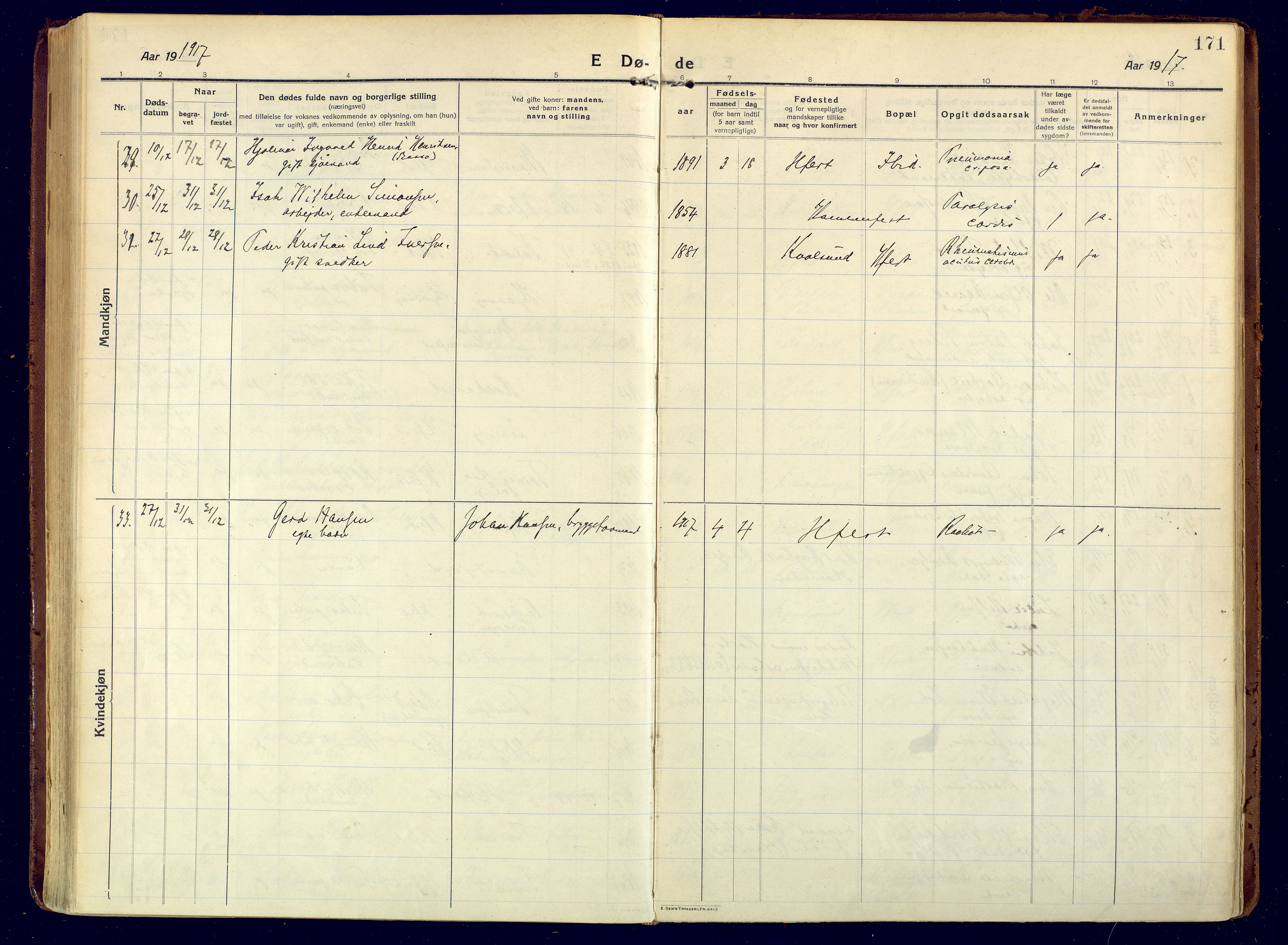 Hammerfest sokneprestkontor, SATØ/S-1347/H/Ha/L0015.kirke: Parish register (official) no. 15, 1916-1923, p. 171