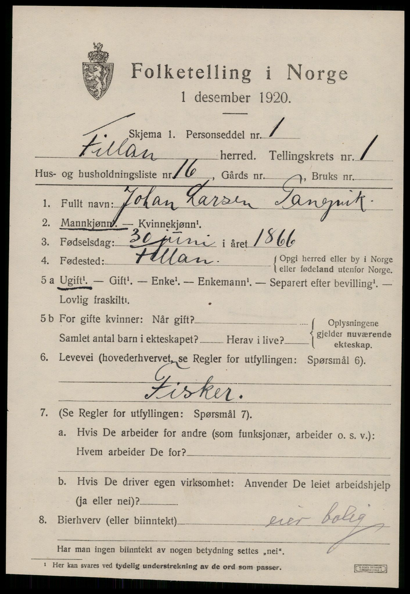SAT, 1920 census for Fillan, 1920, p. 760