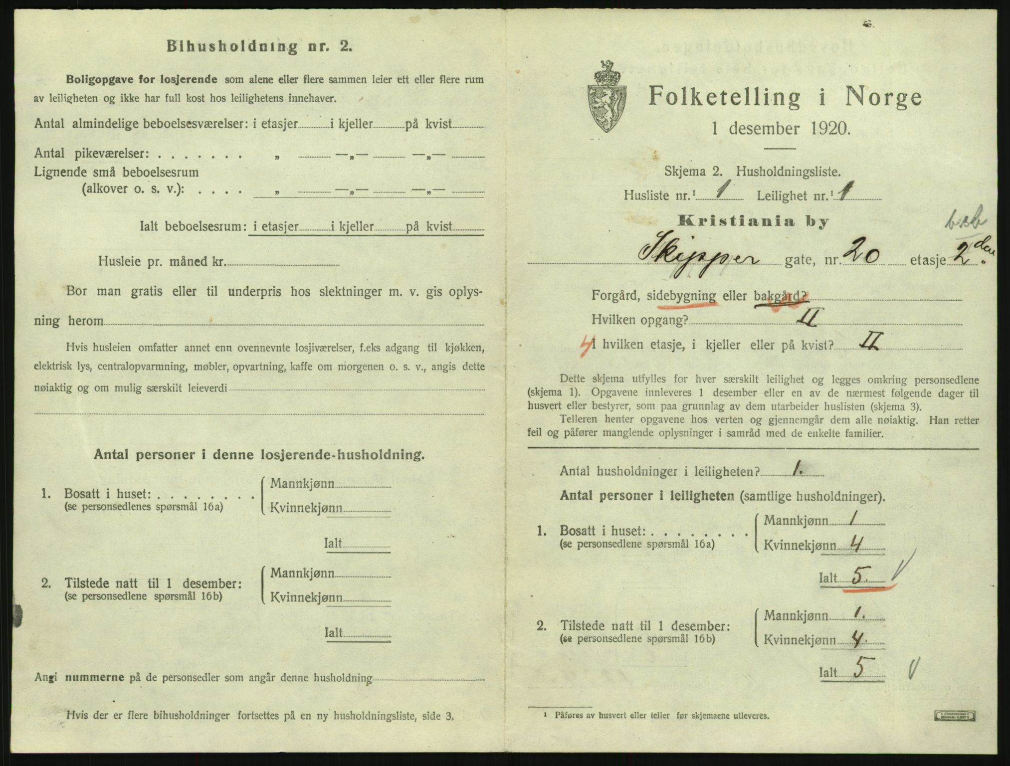 SAO, 1920 census for Kristiania, 1920, p. 95713