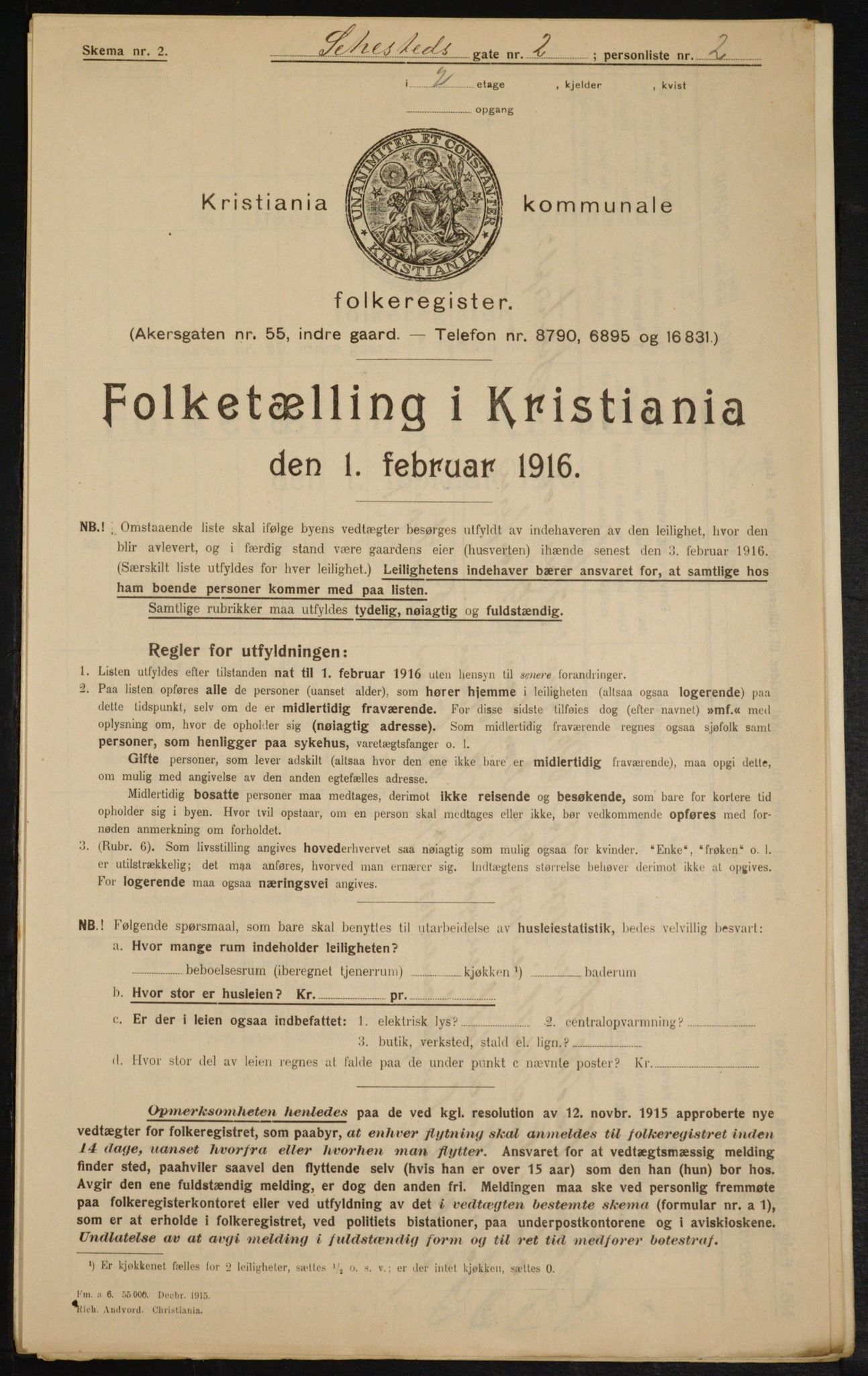 OBA, Municipal Census 1916 for Kristiania, 1916, p. 96108