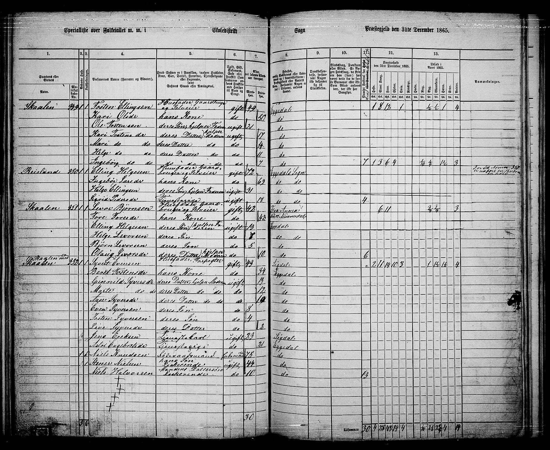 RA, 1865 census for Sigdal, 1865, p. 184