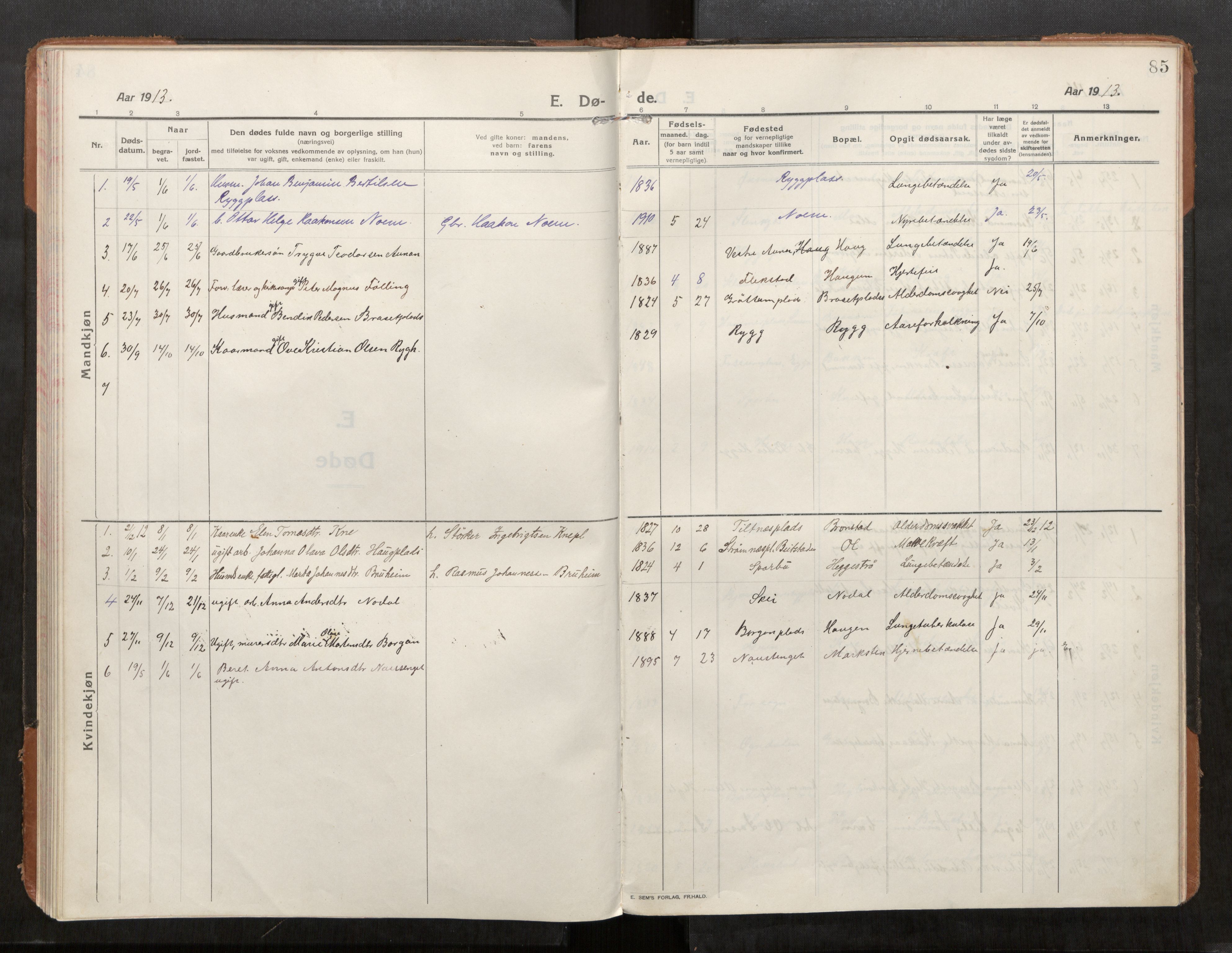 Stod sokneprestkontor, SAT/A-1164/1/I/I1/I1a/L0004: Parish register (official) no. 4, 1913-1933, p. 85