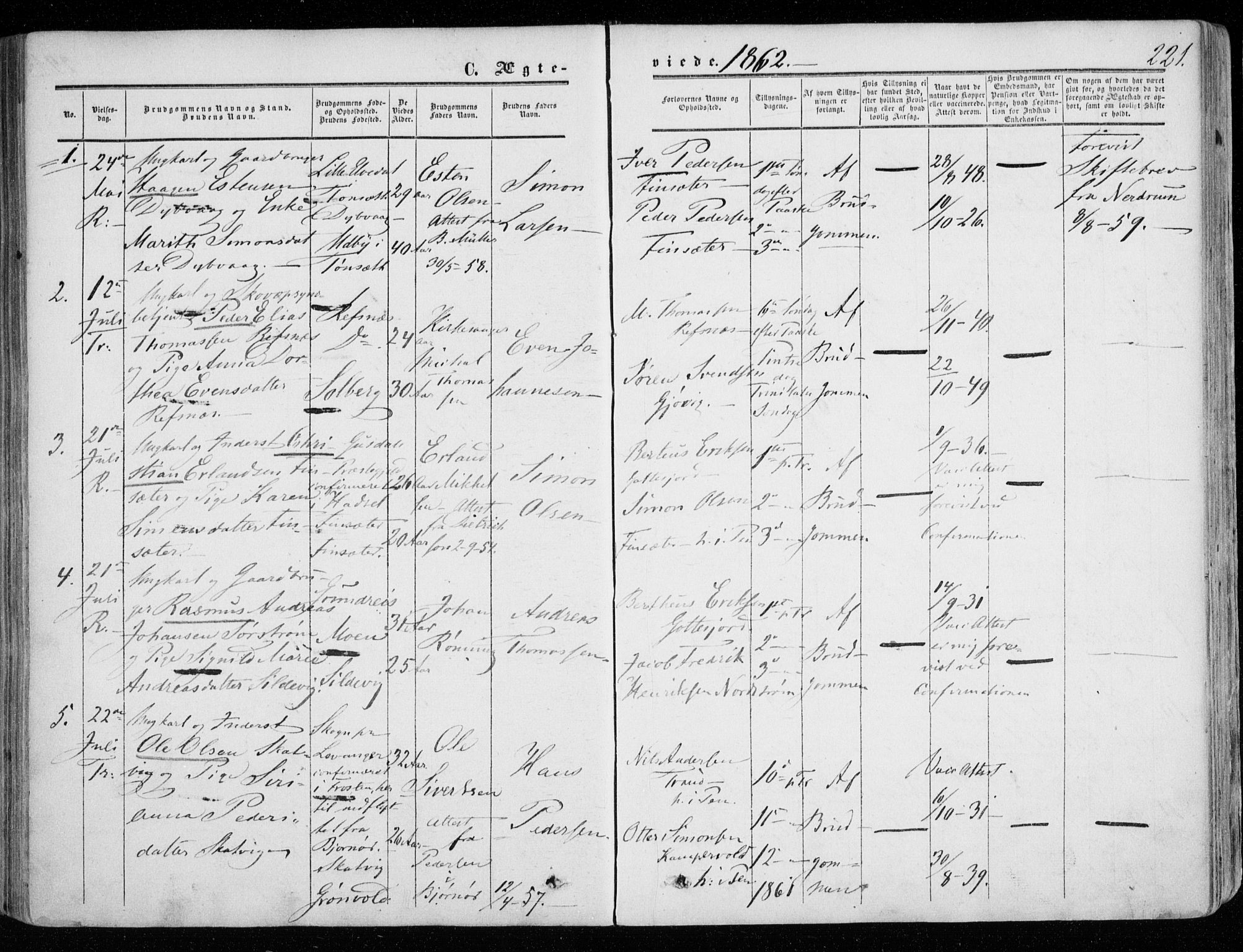 Tranøy sokneprestkontor, SATØ/S-1313/I/Ia/Iaa/L0007kirke: Parish register (official) no. 7, 1856-1866, p. 221