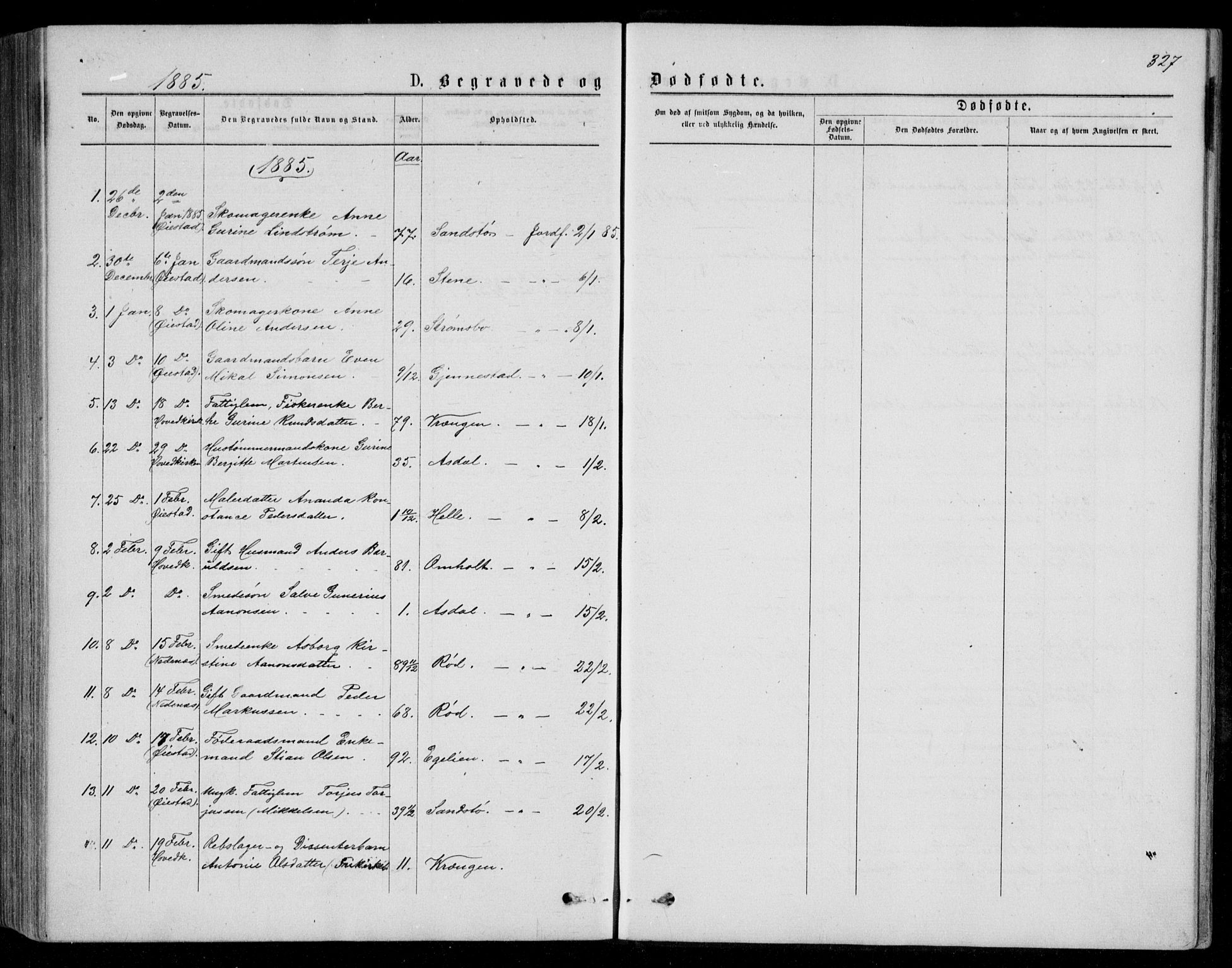 Øyestad sokneprestkontor, AV/SAK-1111-0049/F/Fb/L0008: Parish register (copy) no. B 8, 1872-1886, p. 327