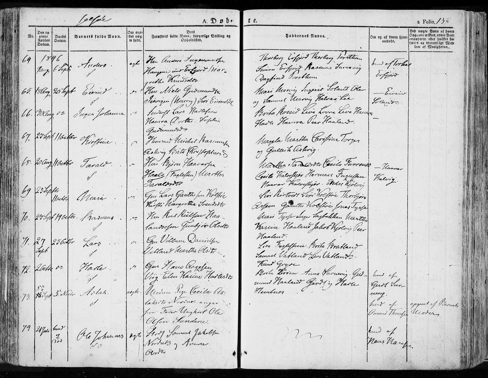 Jelsa sokneprestkontor, AV/SAST-A-101842/01/IV: Parish register (official) no. A 6.1, 1828-1853, p. 137