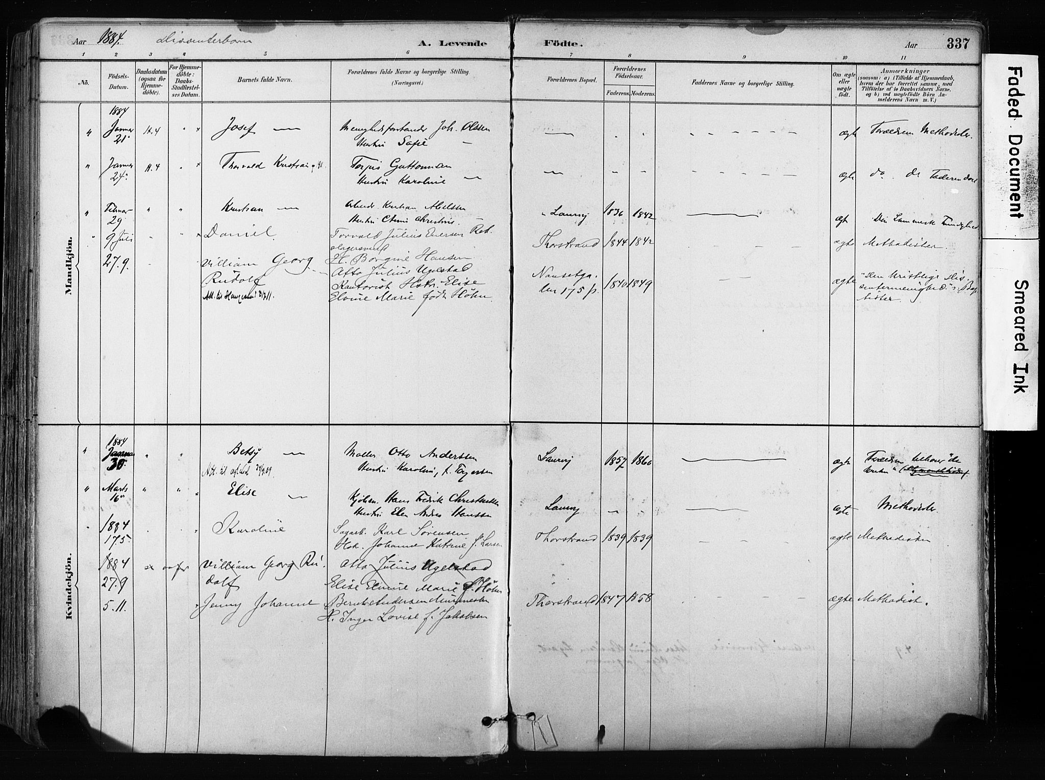 Larvik kirkebøker, AV/SAKO-A-352/F/Fa/L0009: Parish register (official) no. I 9, 1884-1904, p. 337