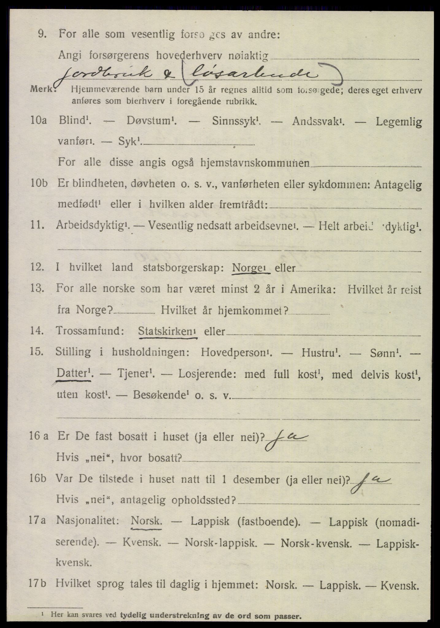 SAT, 1920 census for Korgen, 1920, p. 1739