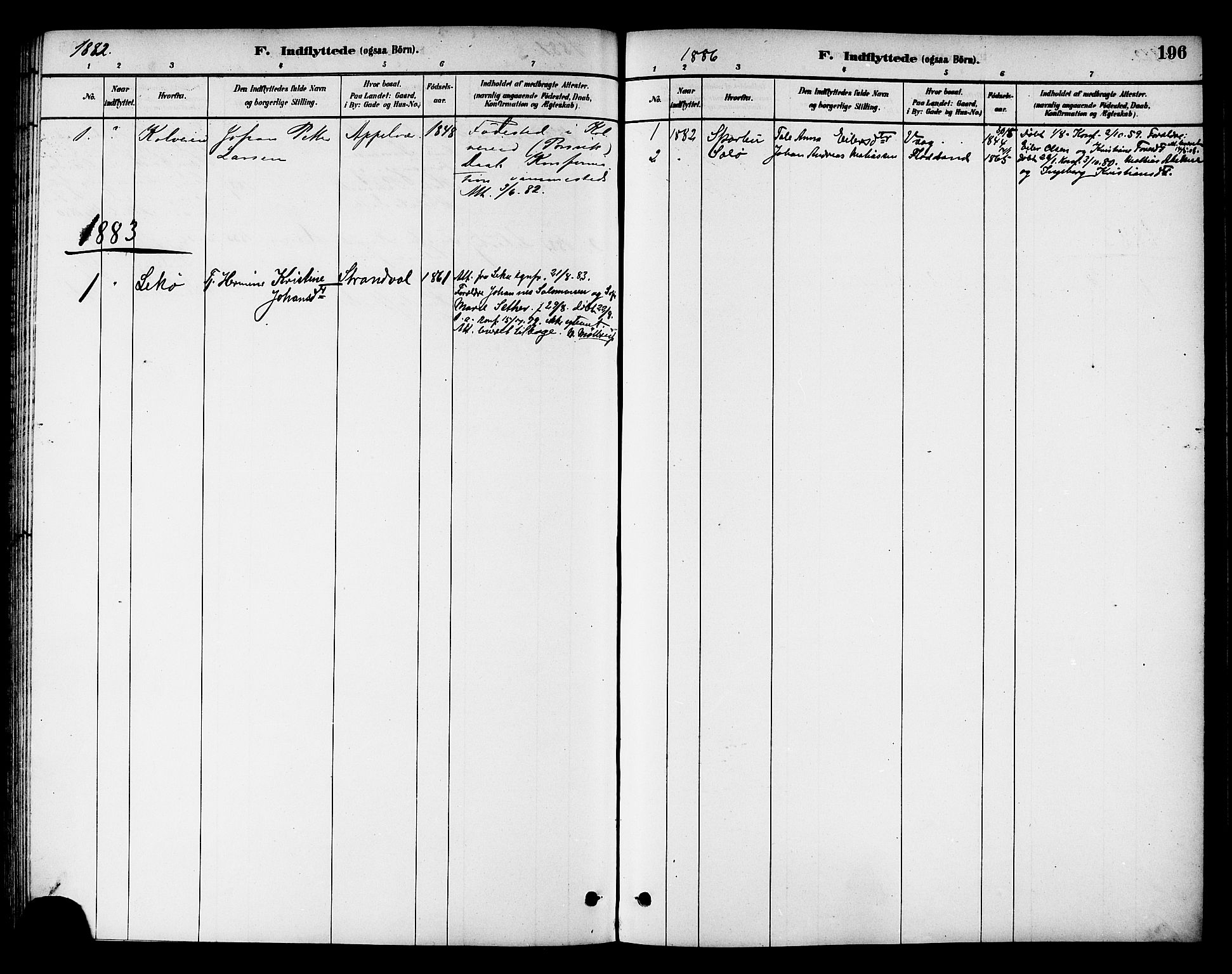 Ministerialprotokoller, klokkerbøker og fødselsregistre - Nord-Trøndelag, SAT/A-1458/784/L0672: Parish register (official) no. 784A07, 1880-1887, p. 196