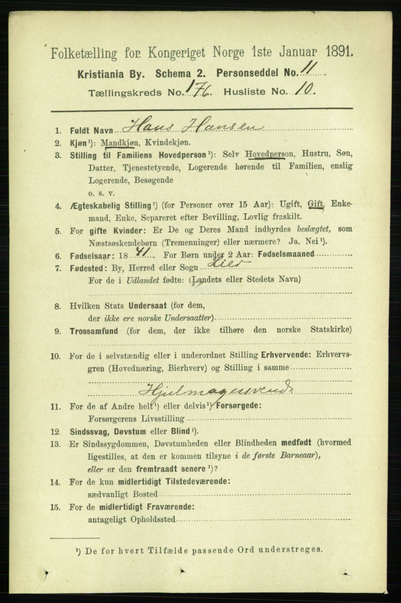RA, 1891 census for 0301 Kristiania, 1891, p. 105917