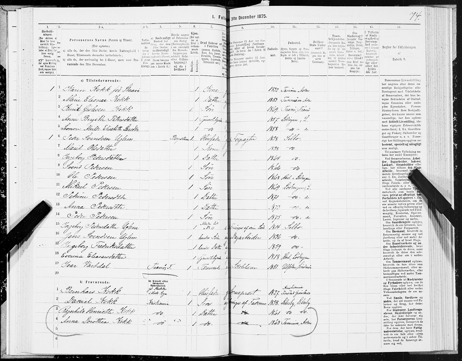 SAT, 1875 census for 1851P Lødingen, 1875, p. 2074