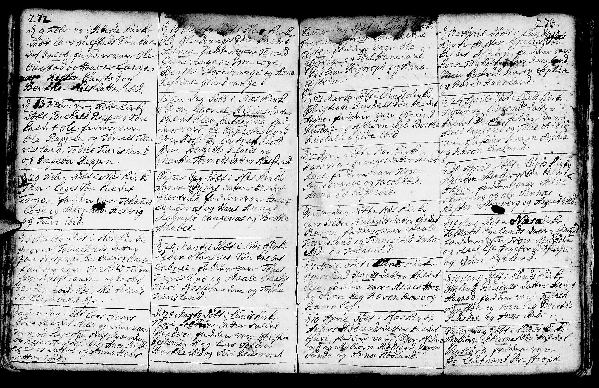 Lund sokneprestkontor, AV/SAST-A-101809/S06/L0002: Parish register (official) no. A 2, 1738-1760, p. 272-273