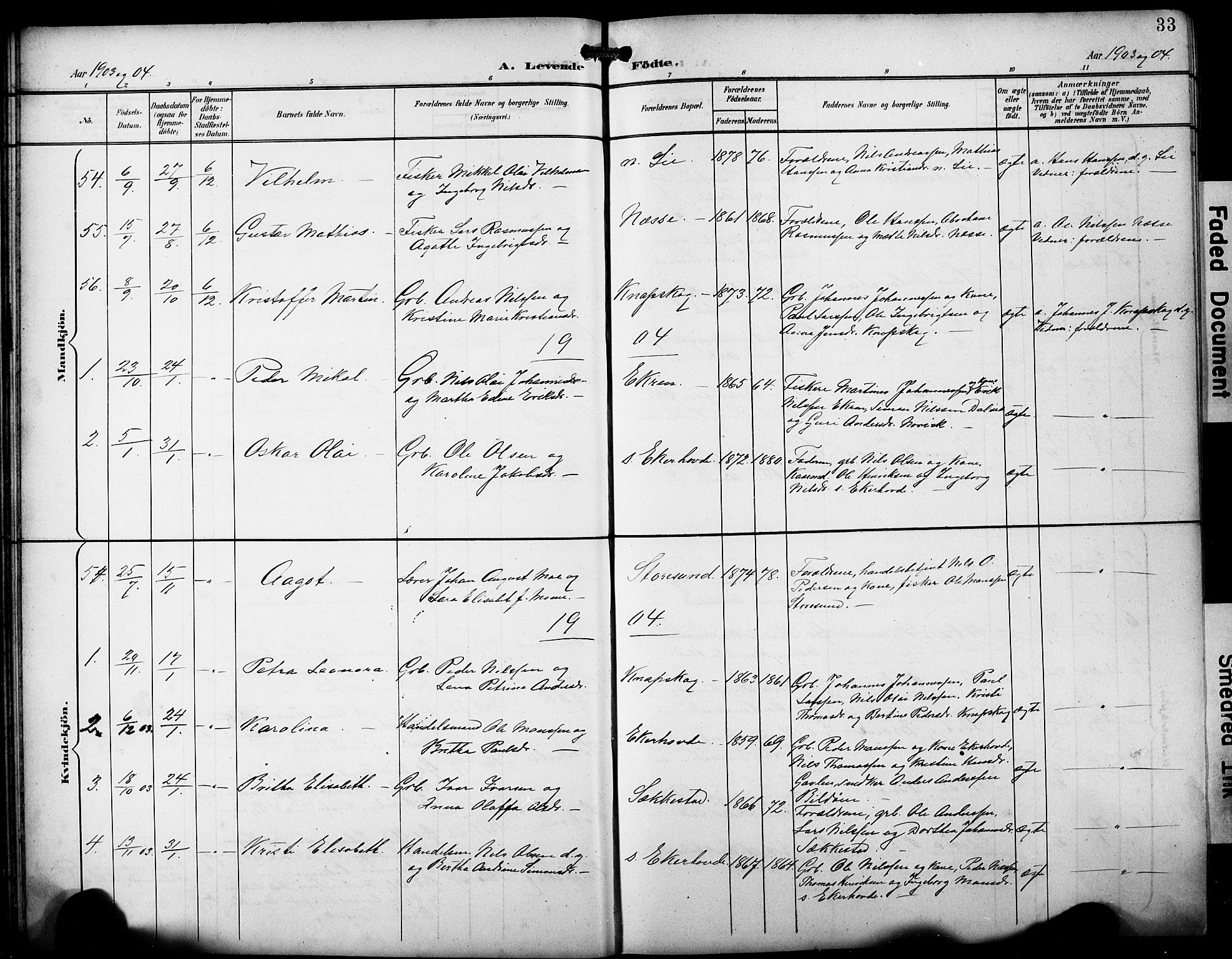 Fjell sokneprestembete, SAB/A-75301/H/Hab: Parish register (copy) no. A 5, 1899-1918, p. 33