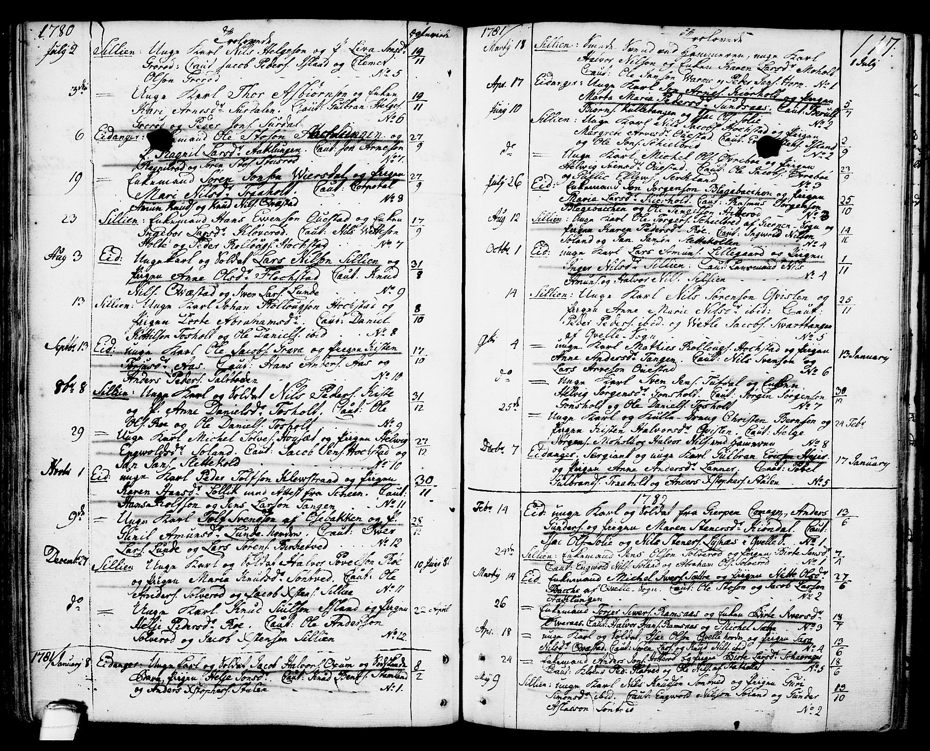 Eidanger kirkebøker, SAKO/A-261/F/Fa/L0006: Parish register (official) no. 6, 1764-1814, p. 117