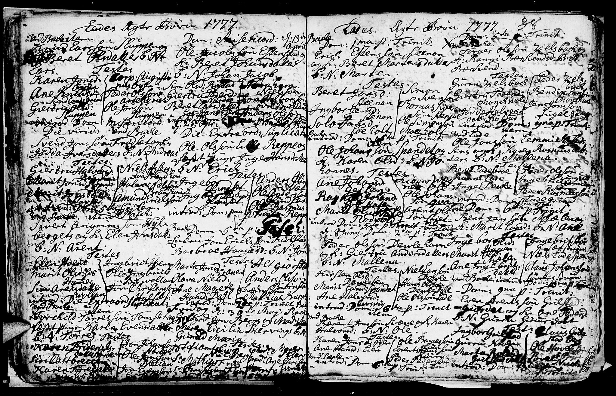 Ministerialprotokoller, klokkerbøker og fødselsregistre - Sør-Trøndelag, SAT/A-1456/606/L0305: Parish register (copy) no. 606C01, 1757-1819, p. 38