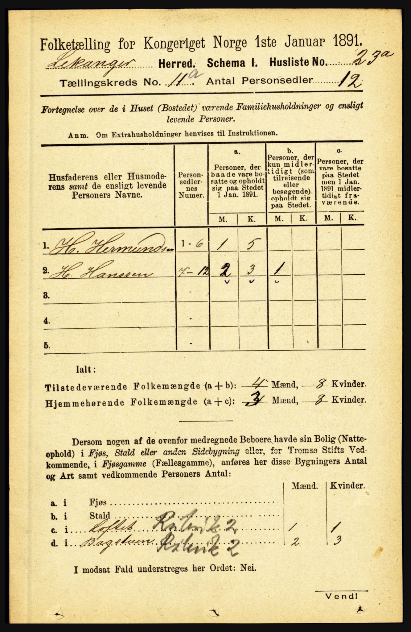 RA, 1891 census for 1419 Leikanger, 1891, p. 1962