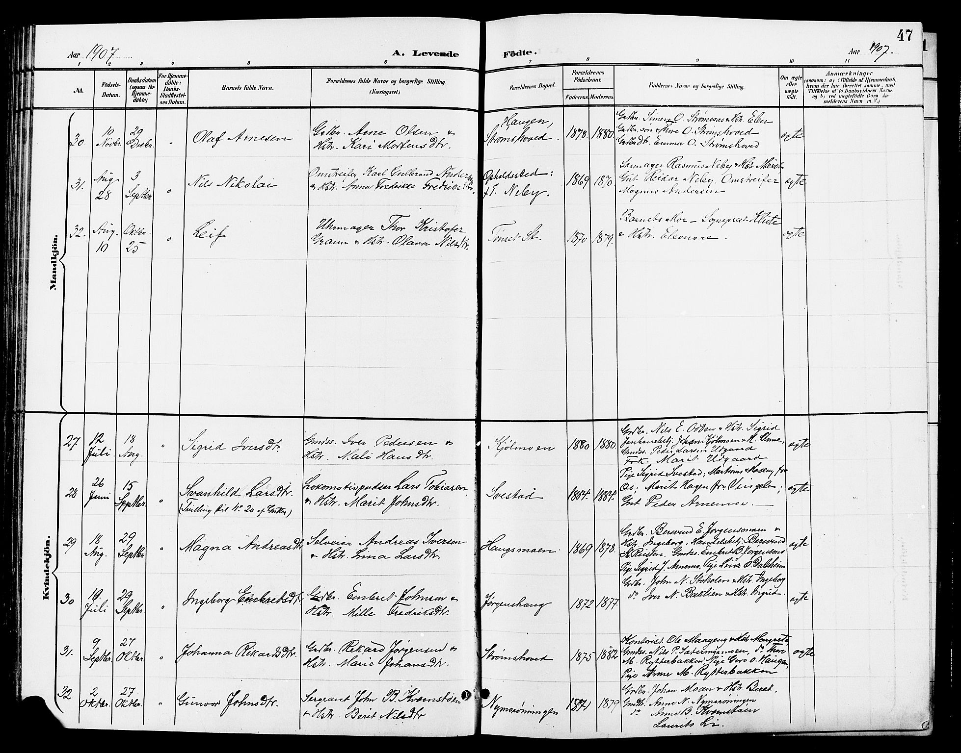 Tynset prestekontor, SAH/PREST-058/H/Ha/Hab/L0009: Parish register (copy) no. 9, 1900-1914, p. 47