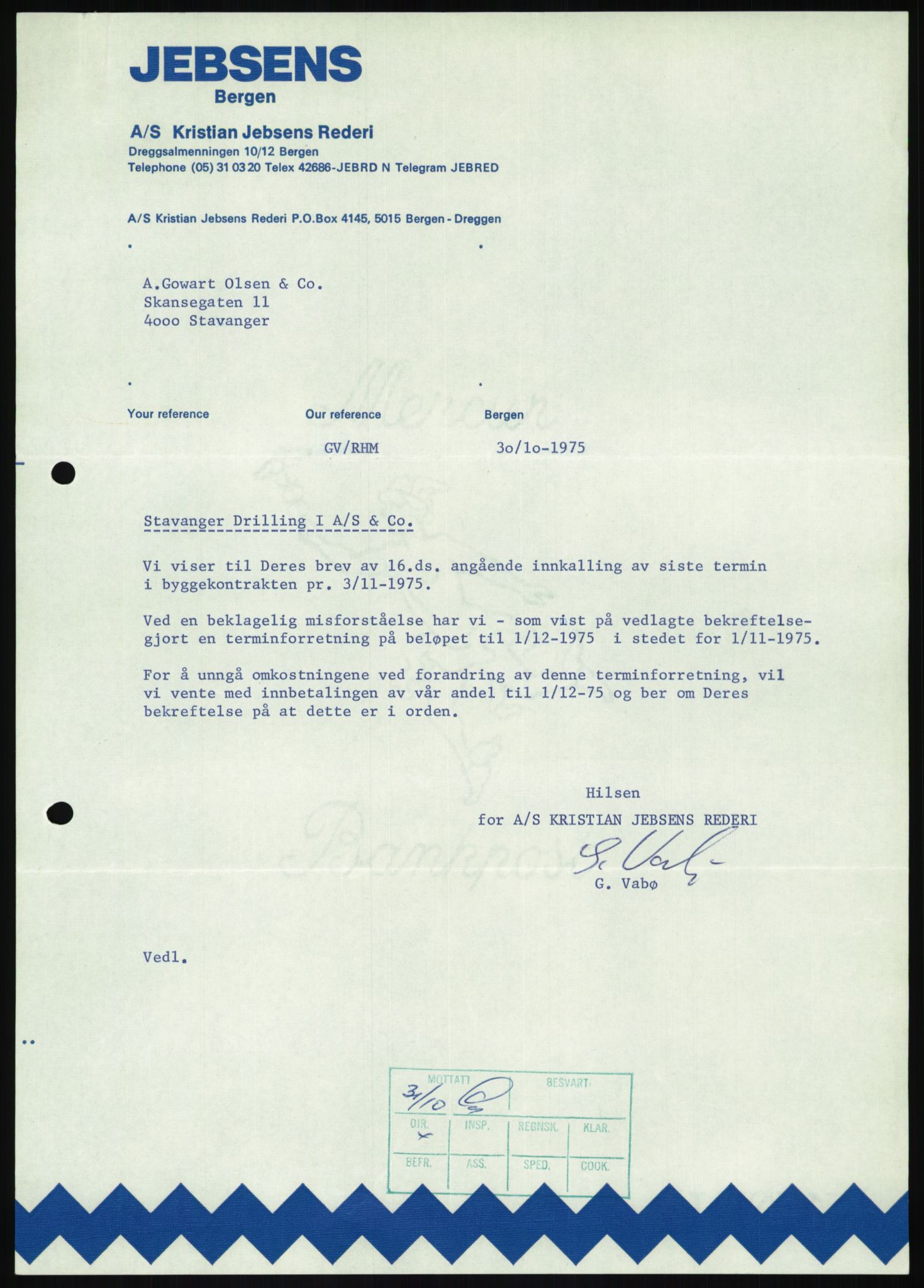 Pa 1503 - Stavanger Drilling AS, AV/SAST-A-101906/D/L0006: Korrespondanse og saksdokumenter, 1974-1984, p. 820