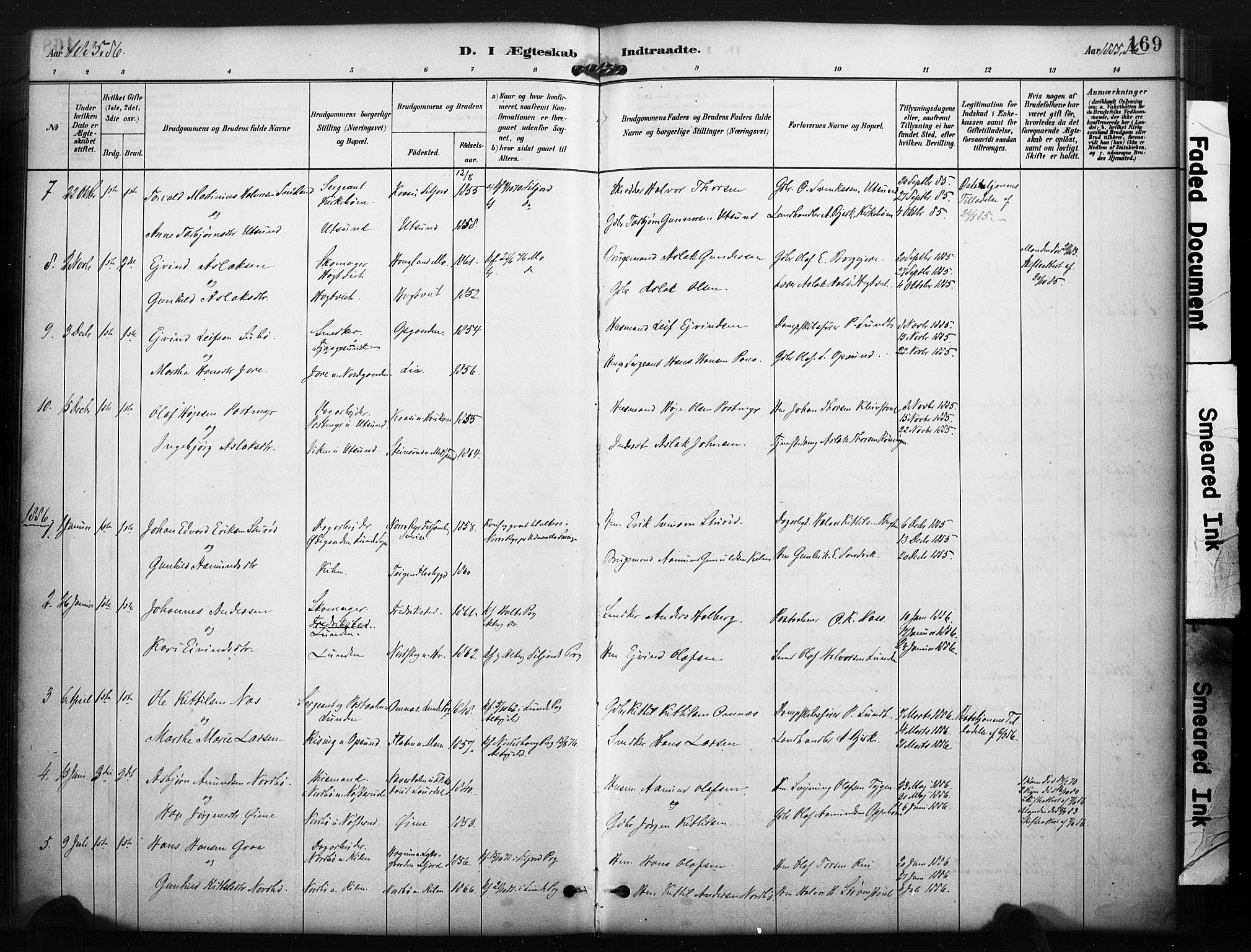 Kviteseid kirkebøker, SAKO/A-276/F/Fa/L0008: Parish register (official) no. I 8, 1882-1903, p. 169