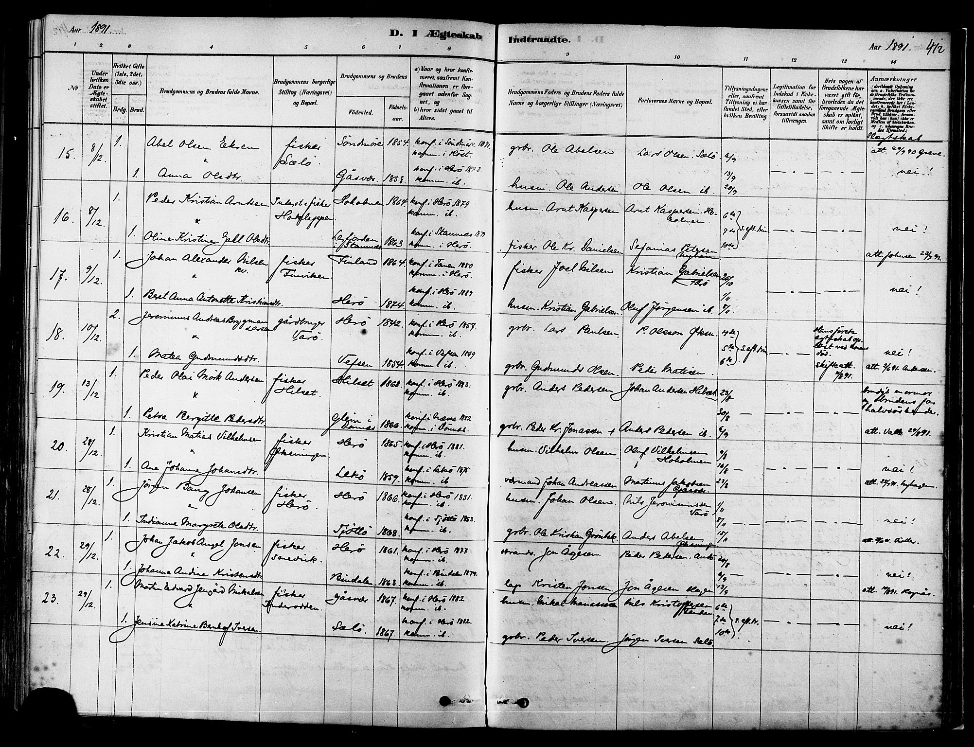 Ministerialprotokoller, klokkerbøker og fødselsregistre - Nordland, SAT/A-1459/834/L0507: Parish register (official) no. 834A05, 1878-1892, p. 412