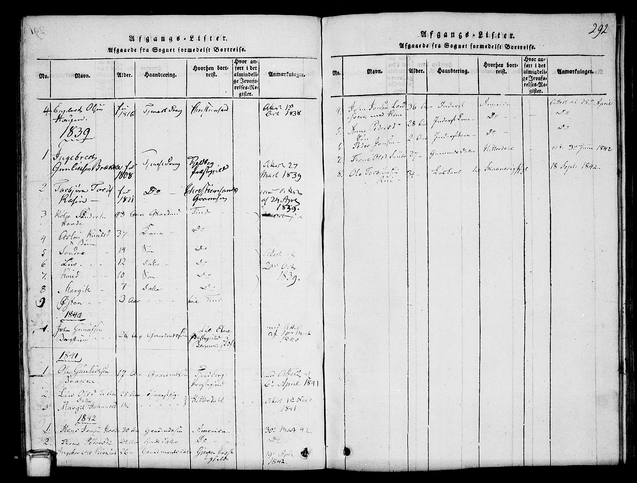 Hjartdal kirkebøker, AV/SAKO-A-270/G/Gc/L0001: Parish register (copy) no. III 1, 1815-1842, p. 292