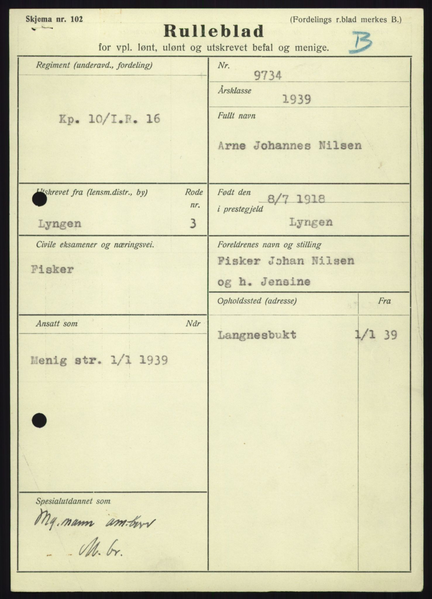 Forsvaret, Troms infanteriregiment nr. 16, AV/RA-RAFA-3146/P/Pa/L0023: Rulleblad for regimentets menige mannskaper, årsklasse 1939, 1939, p. 897