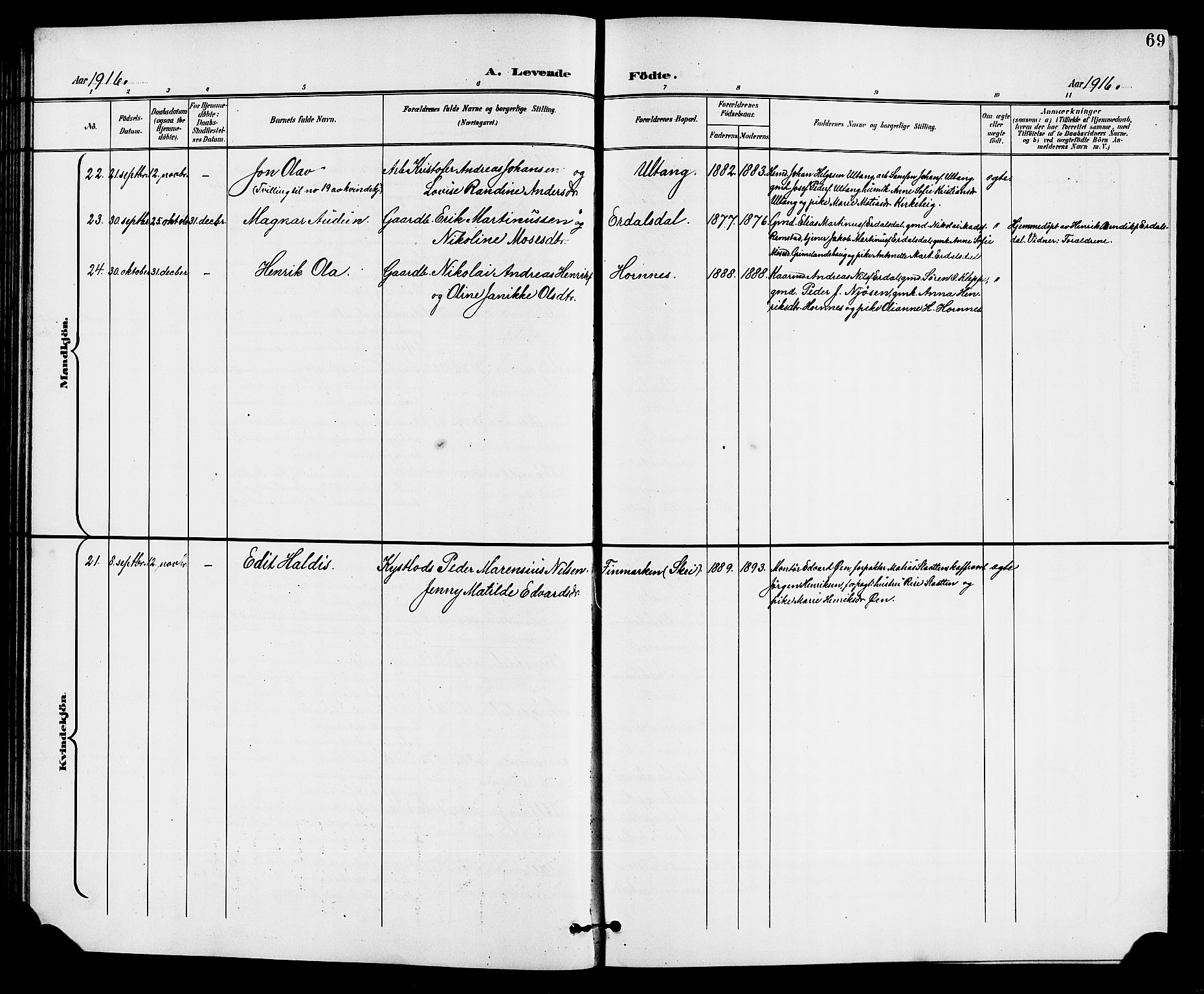 Førde sokneprestembete, SAB/A-79901/H/Hab/Haba/L0003: Parish register (copy) no. A 3, 1899-1924, p. 69