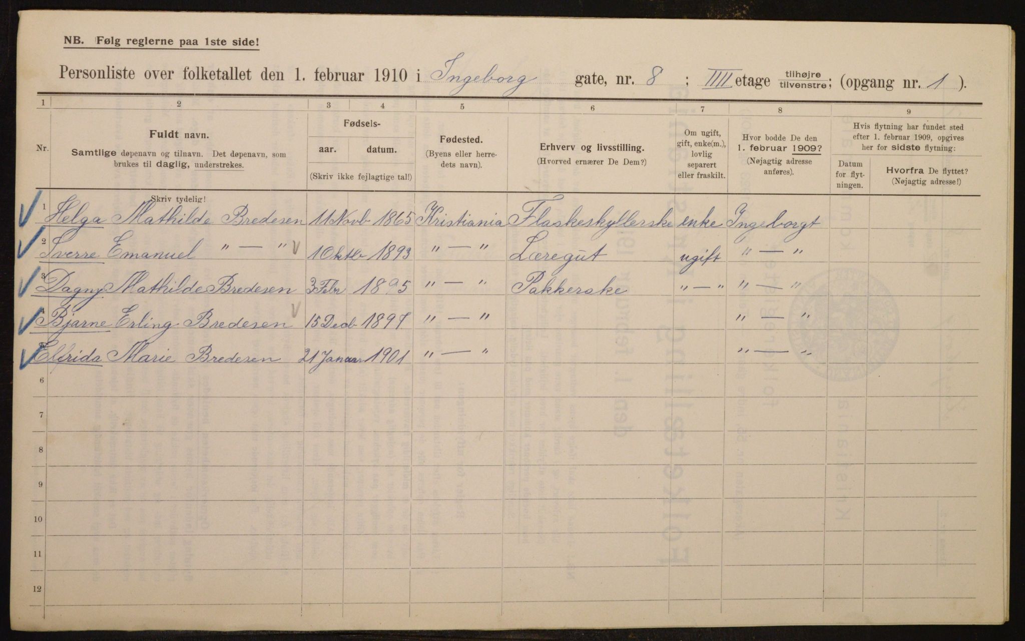 OBA, Municipal Census 1910 for Kristiania, 1910, p. 42822