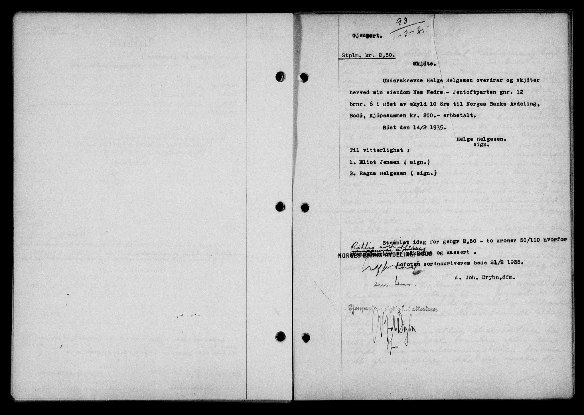 Lofoten sorenskriveri, SAT/A-0017/1/2/2C/L0031b: Mortgage book no. 31b, 1935-1935, Deed date: 01.03.1935