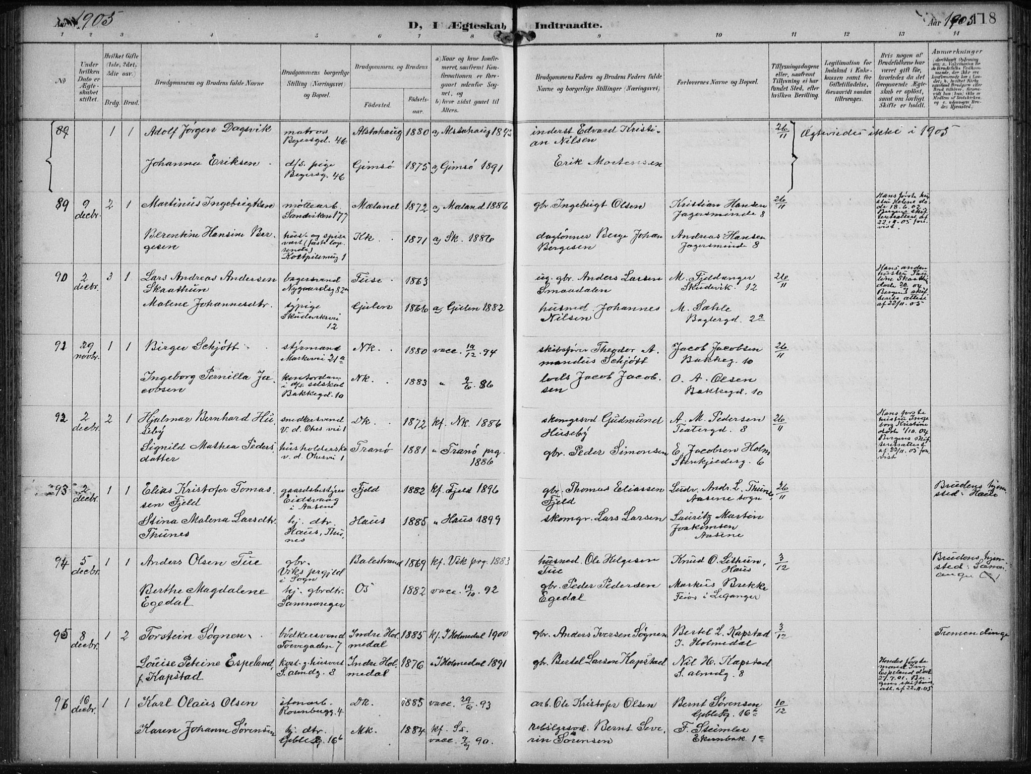 Sandviken Sokneprestembete, AV/SAB-A-77601/H/Ha/L0014: Parish register (official) no. D 1, 1896-1911, p. 118