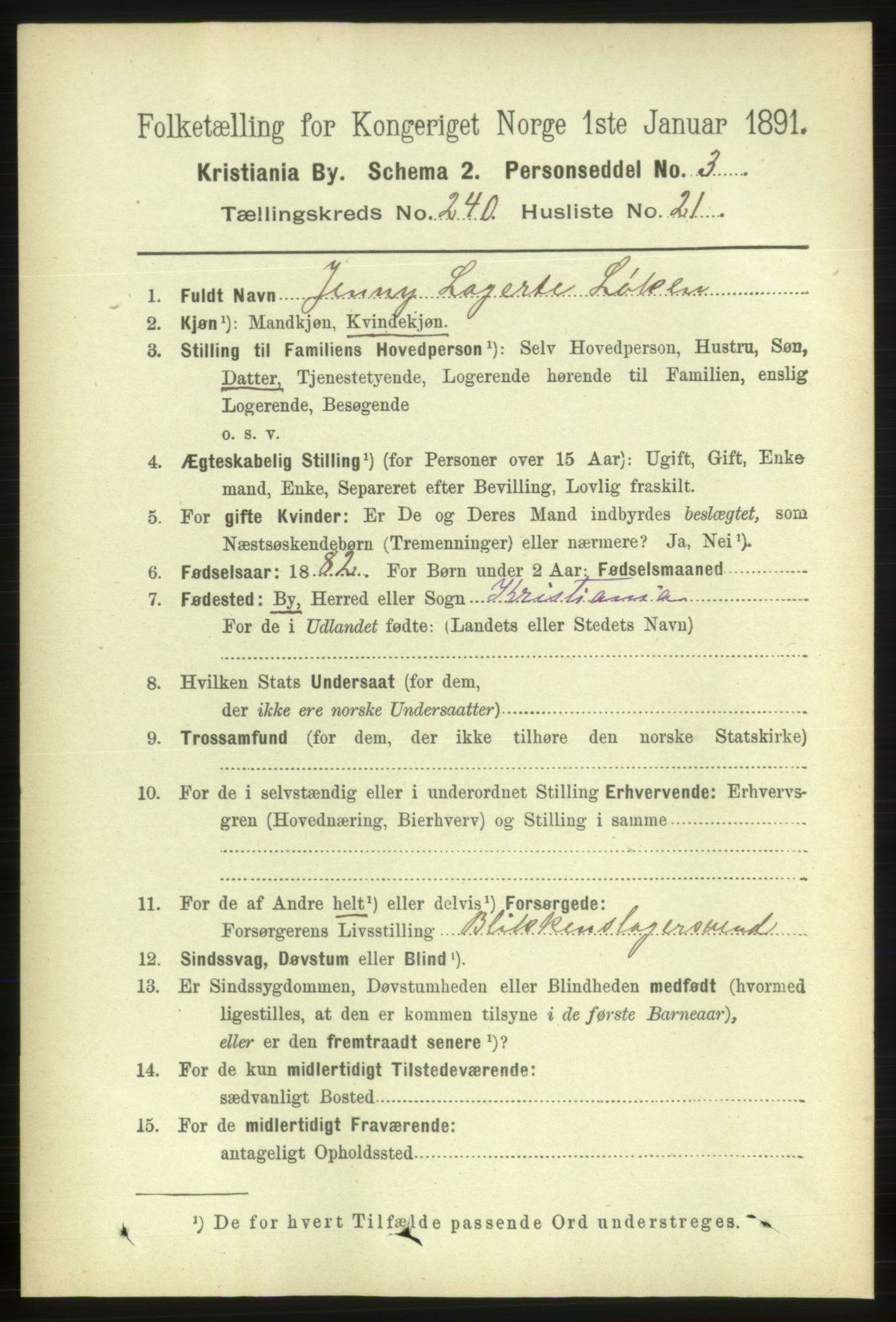 RA, 1891 census for 0301 Kristiania, 1891, p. 146246