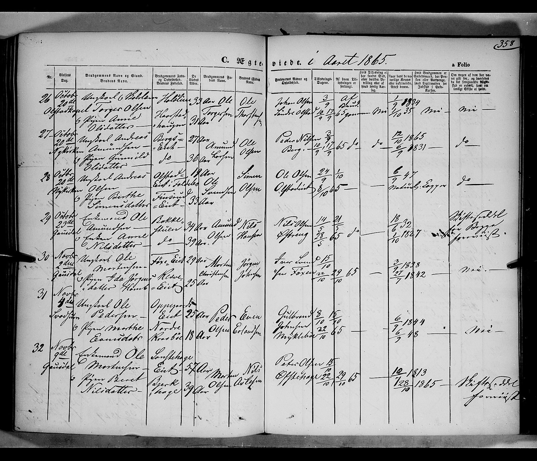 Gausdal prestekontor, SAH/PREST-090/H/Ha/Haa/L0009: Parish register (official) no. 9, 1862-1873, p. 358