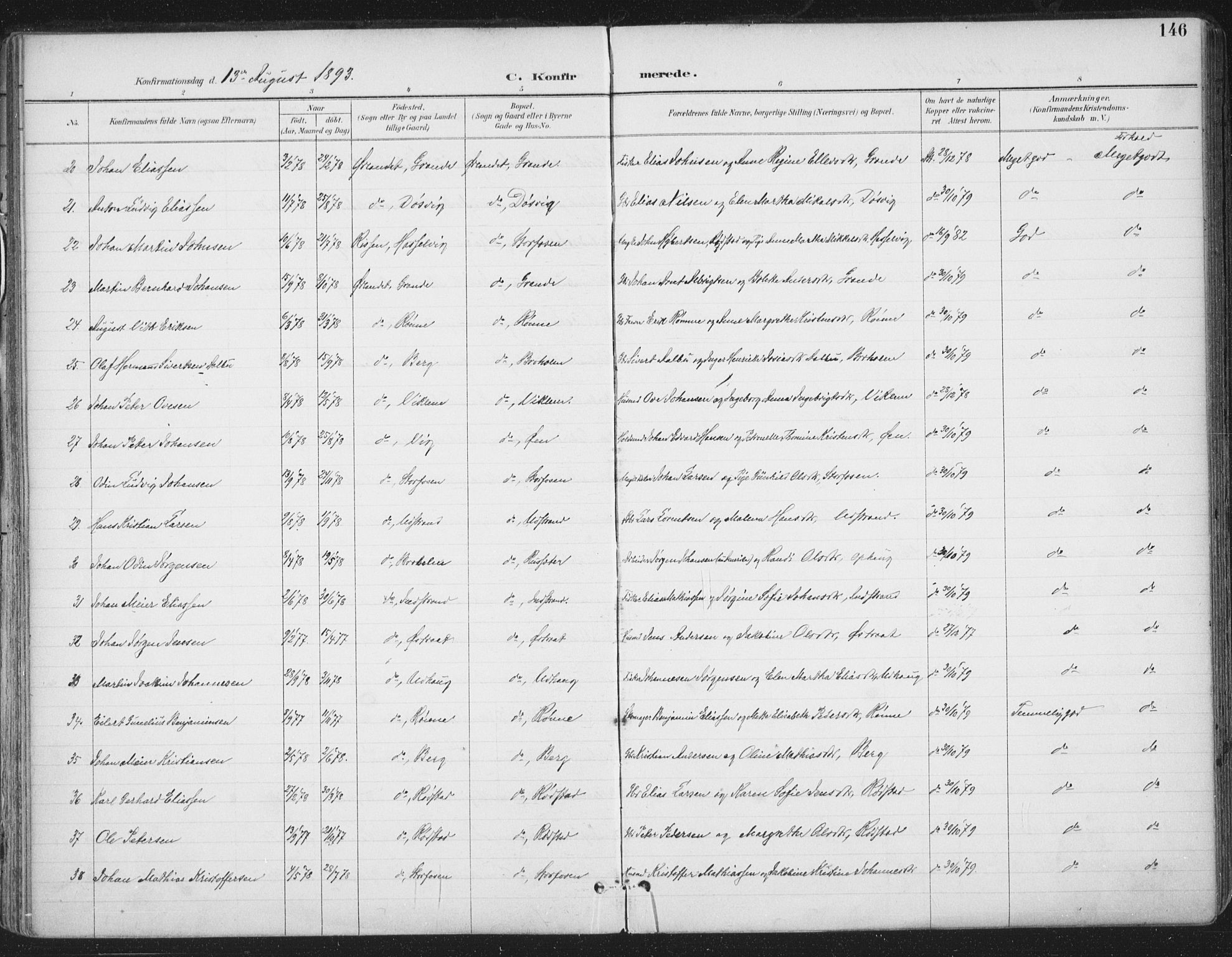 Ministerialprotokoller, klokkerbøker og fødselsregistre - Sør-Trøndelag, AV/SAT-A-1456/659/L0743: Parish register (official) no. 659A13, 1893-1910, p. 146