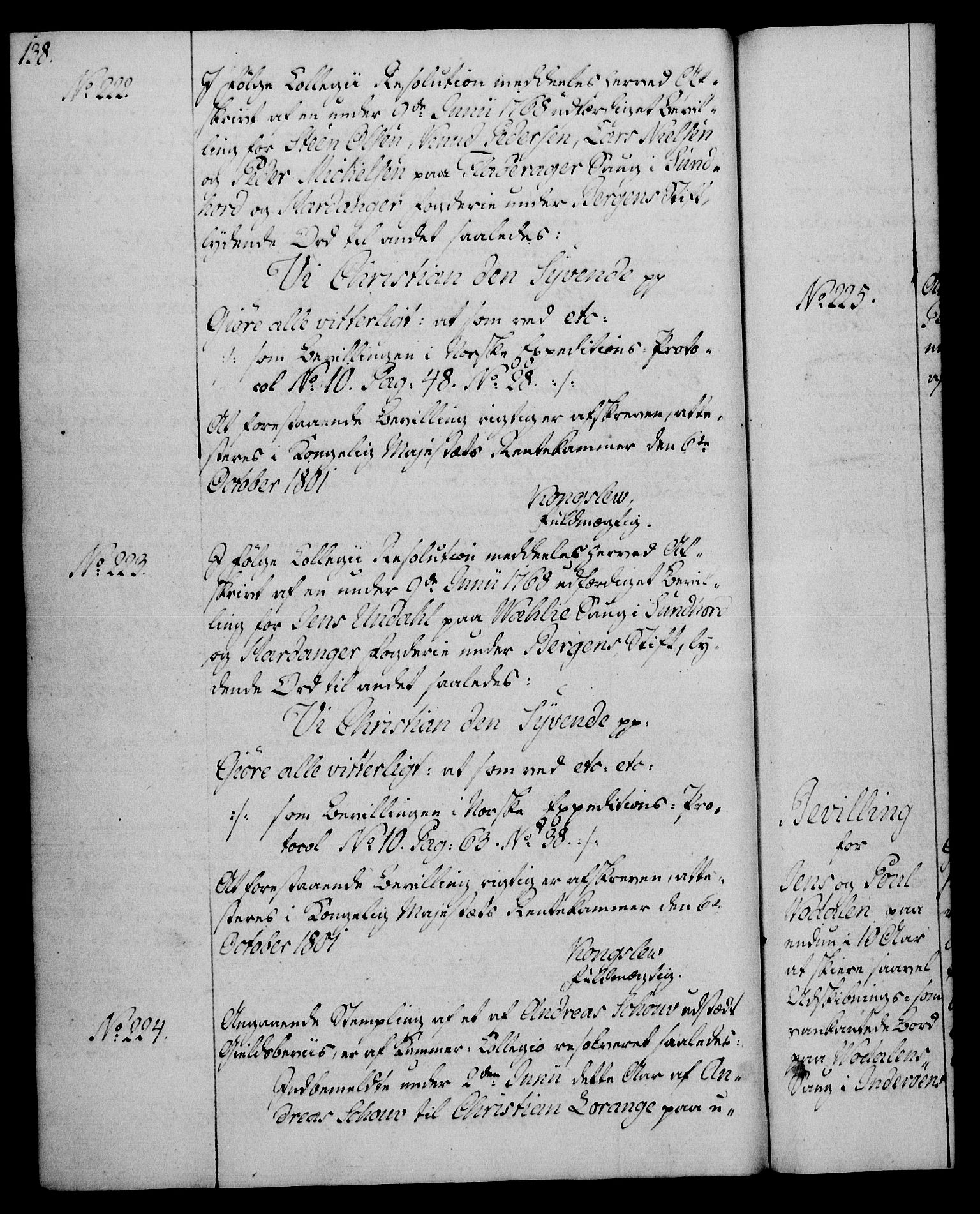 Rentekammeret, Kammerkanselliet, RA/EA-3111/G/Gg/Gga/L0017: Norsk ekspedisjonsprotokoll med register (merket RK 53.17), 1801-1803, p. 138