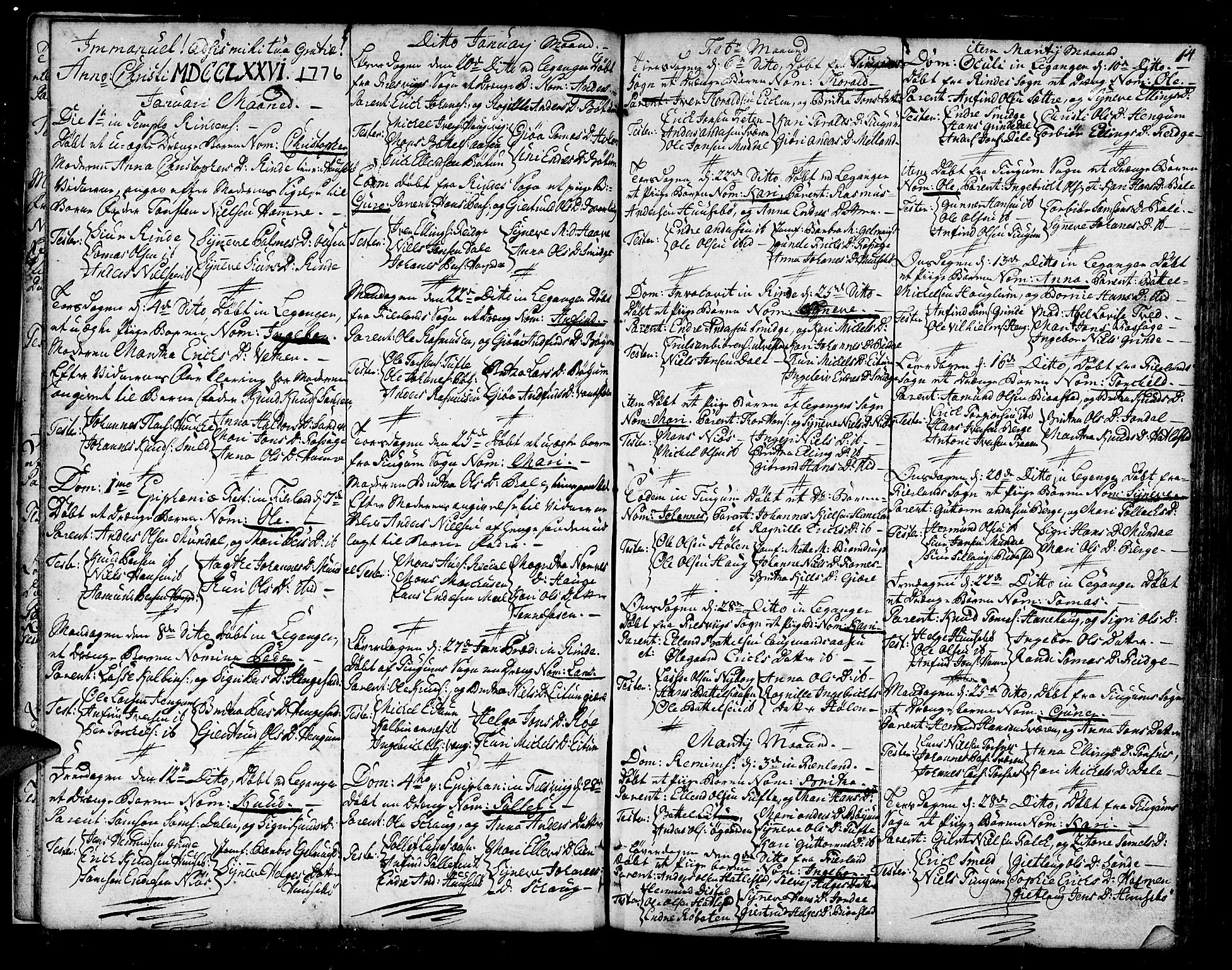 Leikanger sokneprestembete, SAB/A-81001: Parish register (official) no. A 4, 1770-1791, p. 14