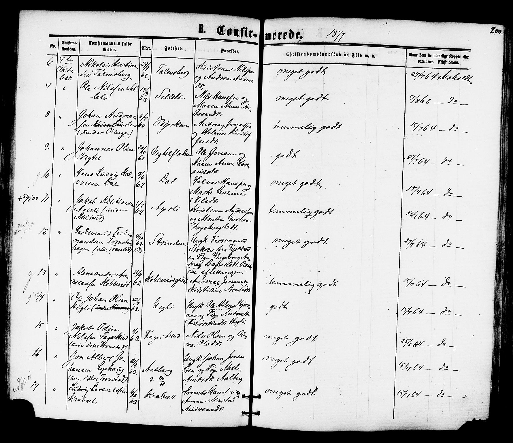 Ministerialprotokoller, klokkerbøker og fødselsregistre - Nord-Trøndelag, SAT/A-1458/701/L0009: Parish register (official) no. 701A09 /1, 1864-1882, p. 200