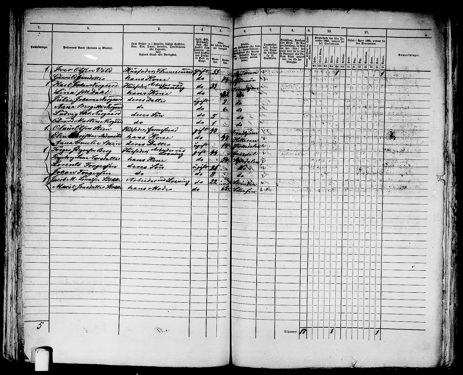 RA, 1865 census for Trondheim, 1865, p. 2904