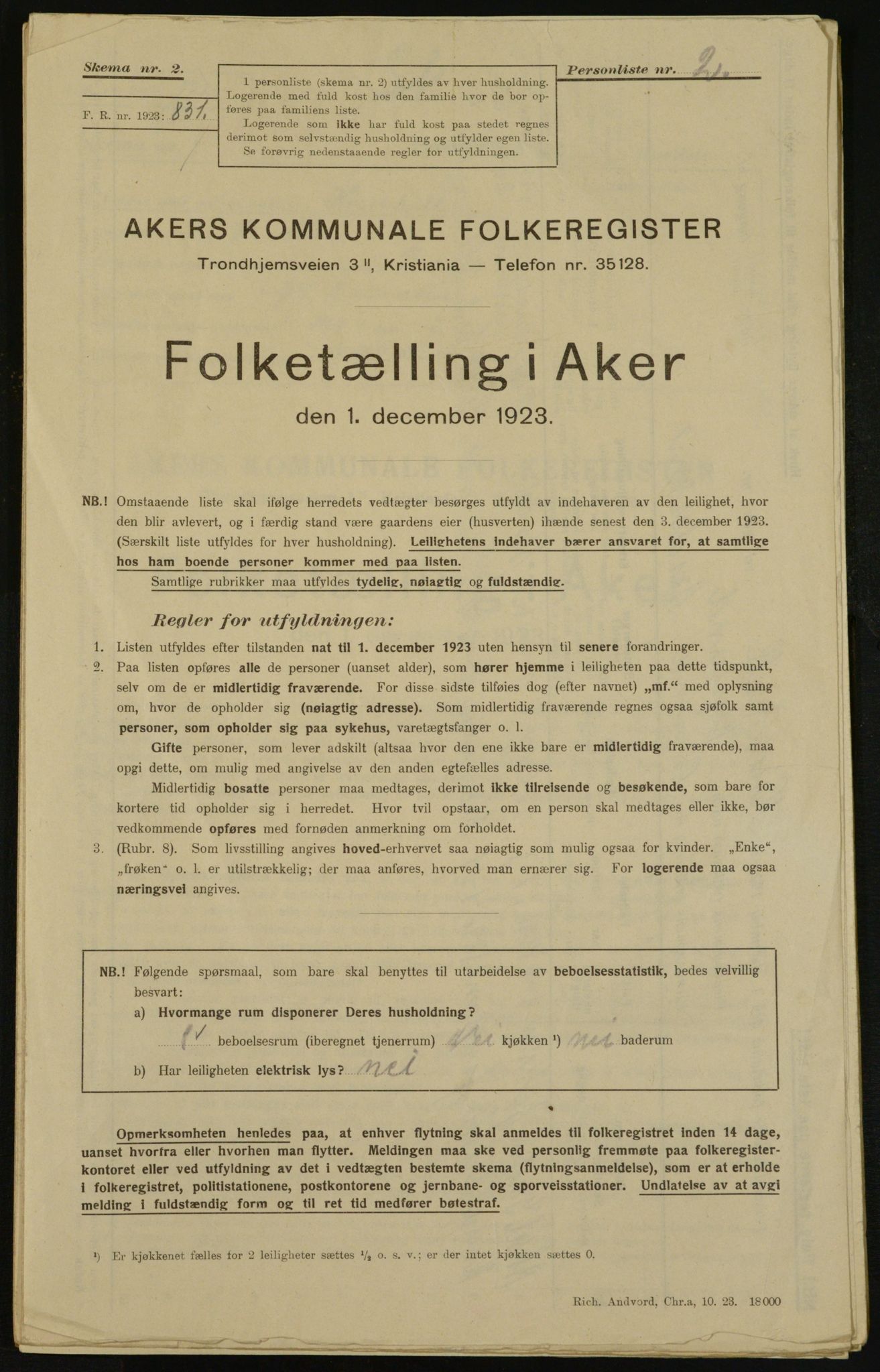 , Municipal Census 1923 for Aker, 1923, p. 27963