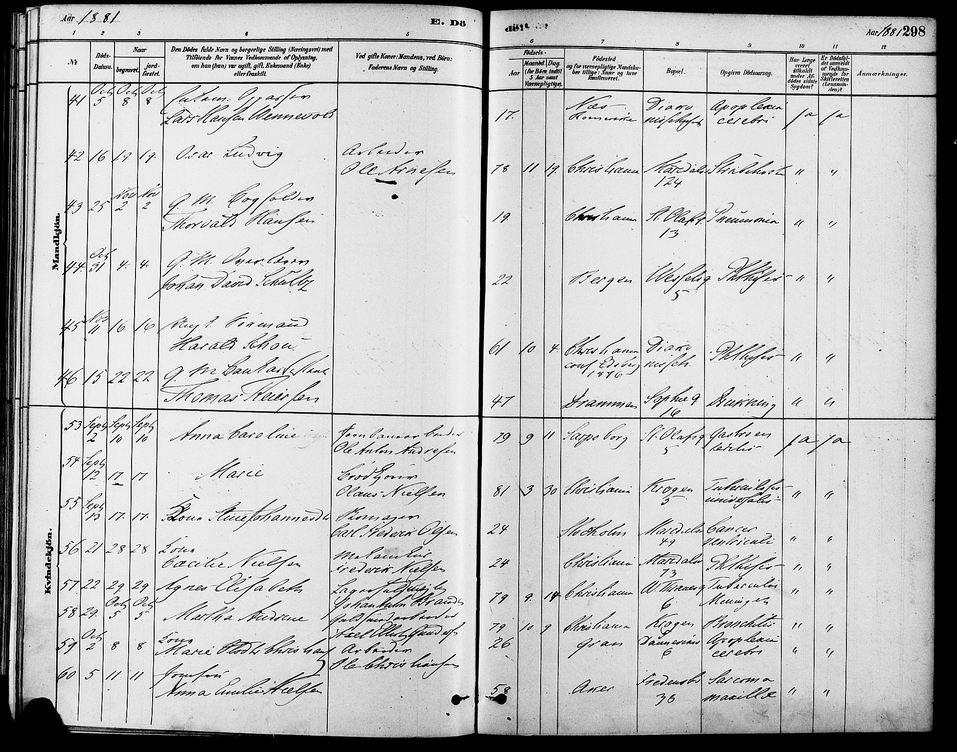 Gamle Aker prestekontor Kirkebøker, AV/SAO-A-10617a/F/L0006: Parish register (official) no. 6, 1880-1887, p. 298