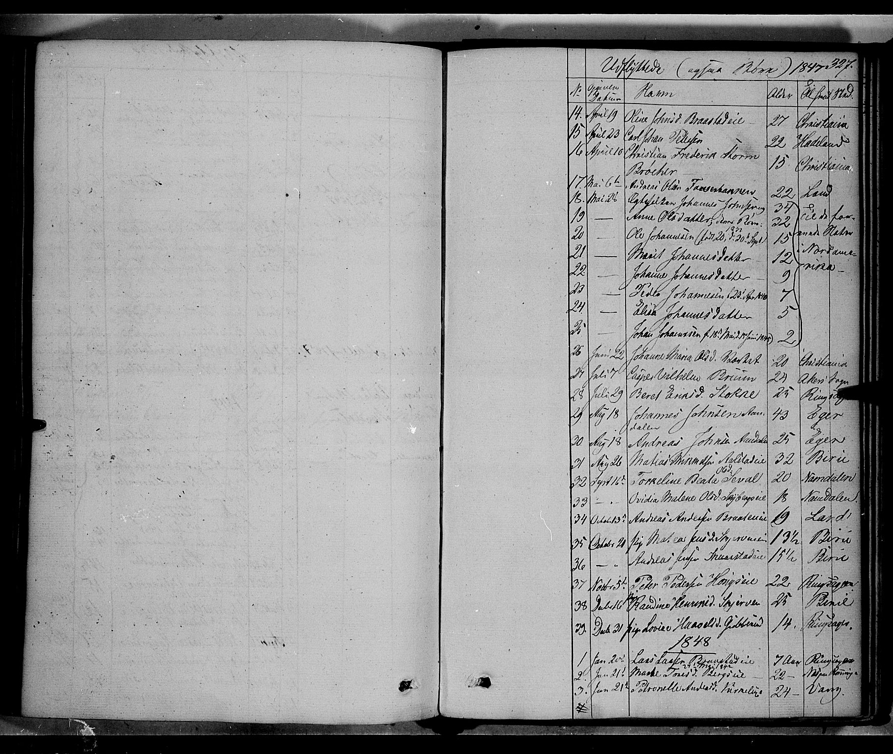Vardal prestekontor, SAH/PREST-100/H/Ha/Haa/L0005: Parish register (official) no. 5, 1831-1853, p. 327