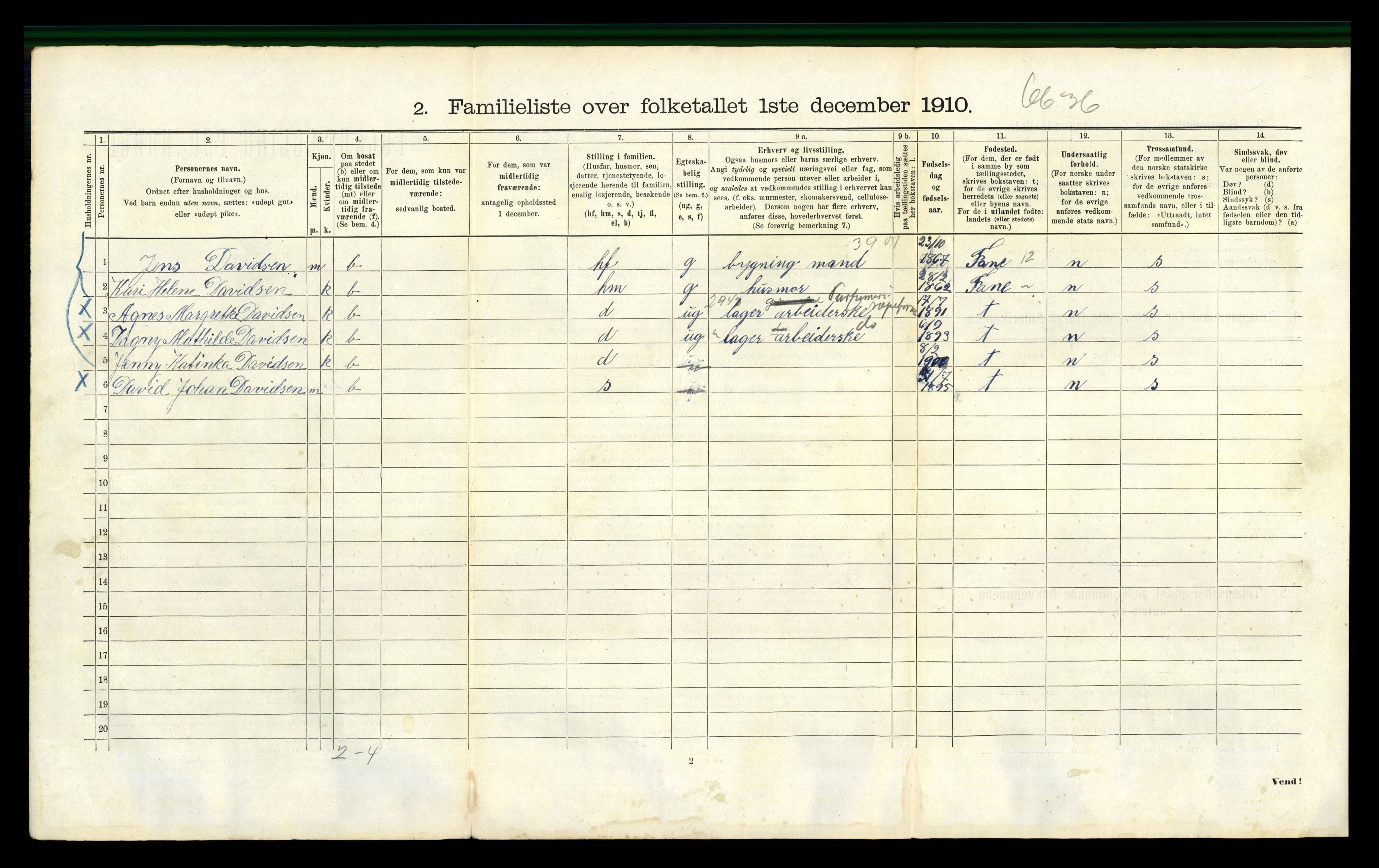 RA, 1910 census for Bergen, 1910, p. 33356