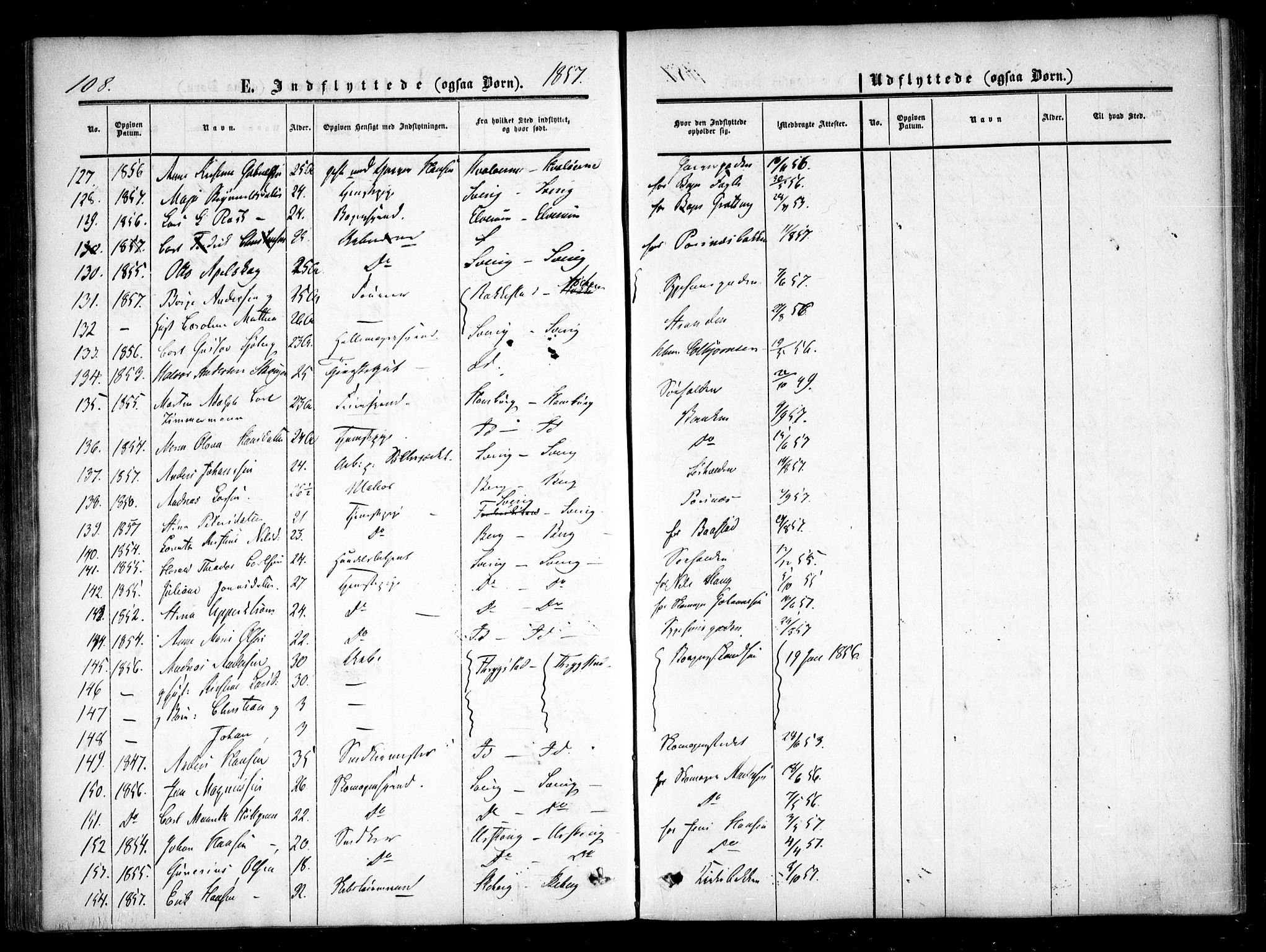 Halden prestekontor Kirkebøker, AV/SAO-A-10909/F/Fa/L0008: Parish register (official) no. I 8, 1857-1865, p. 108