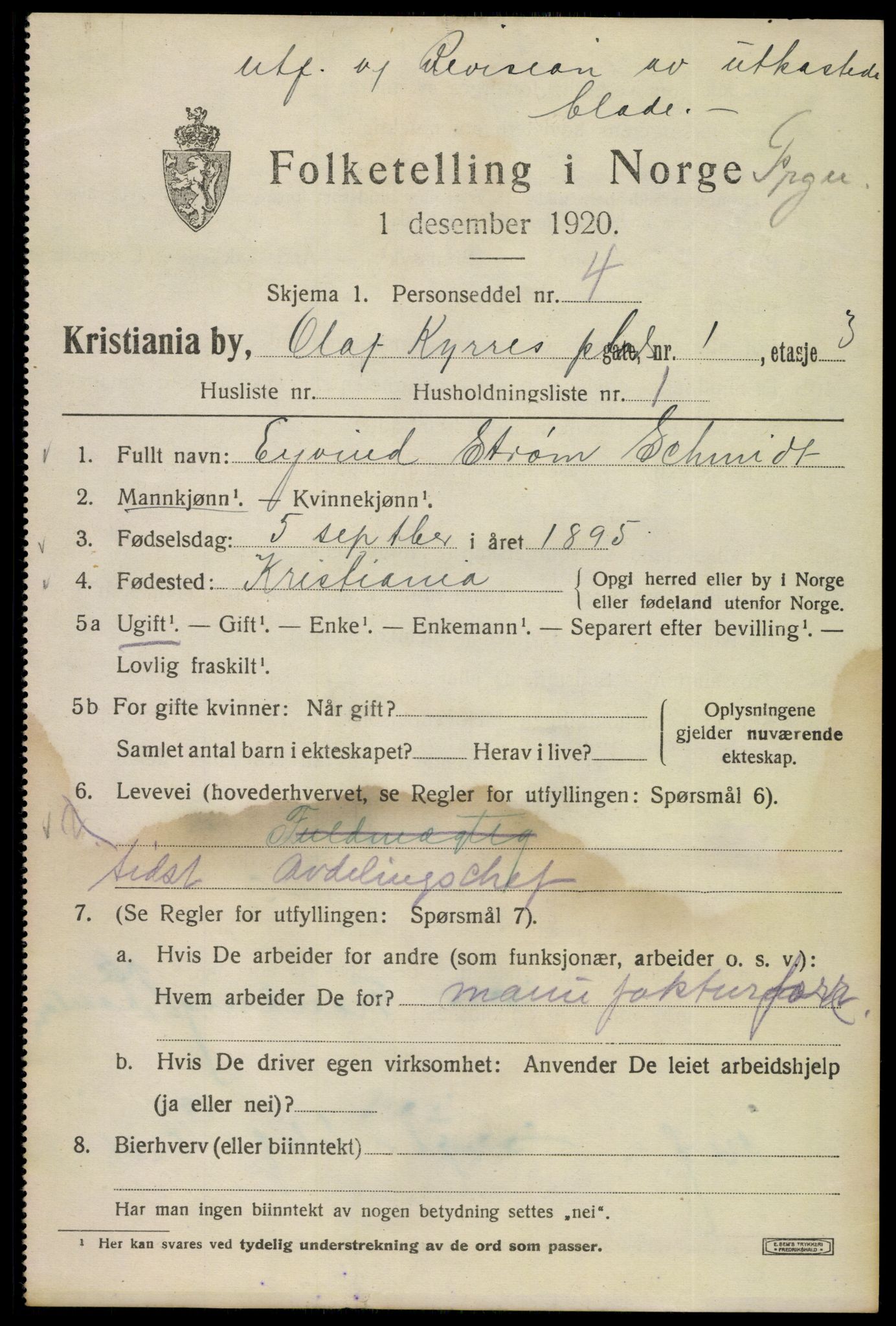 SAO, 1920 census for Kristiania, 1920, p. 432861