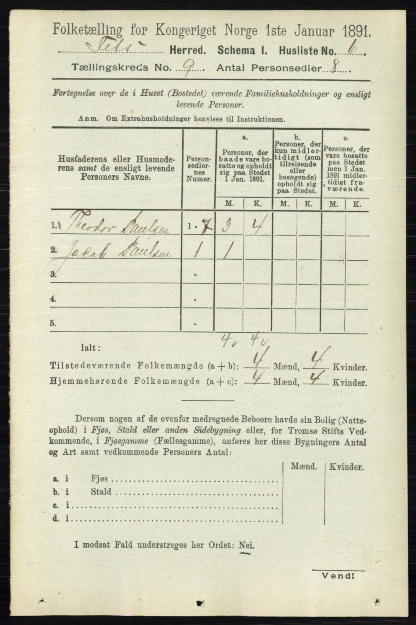 RA, 1891 census for 0227 Fet, 1891, p. 3420