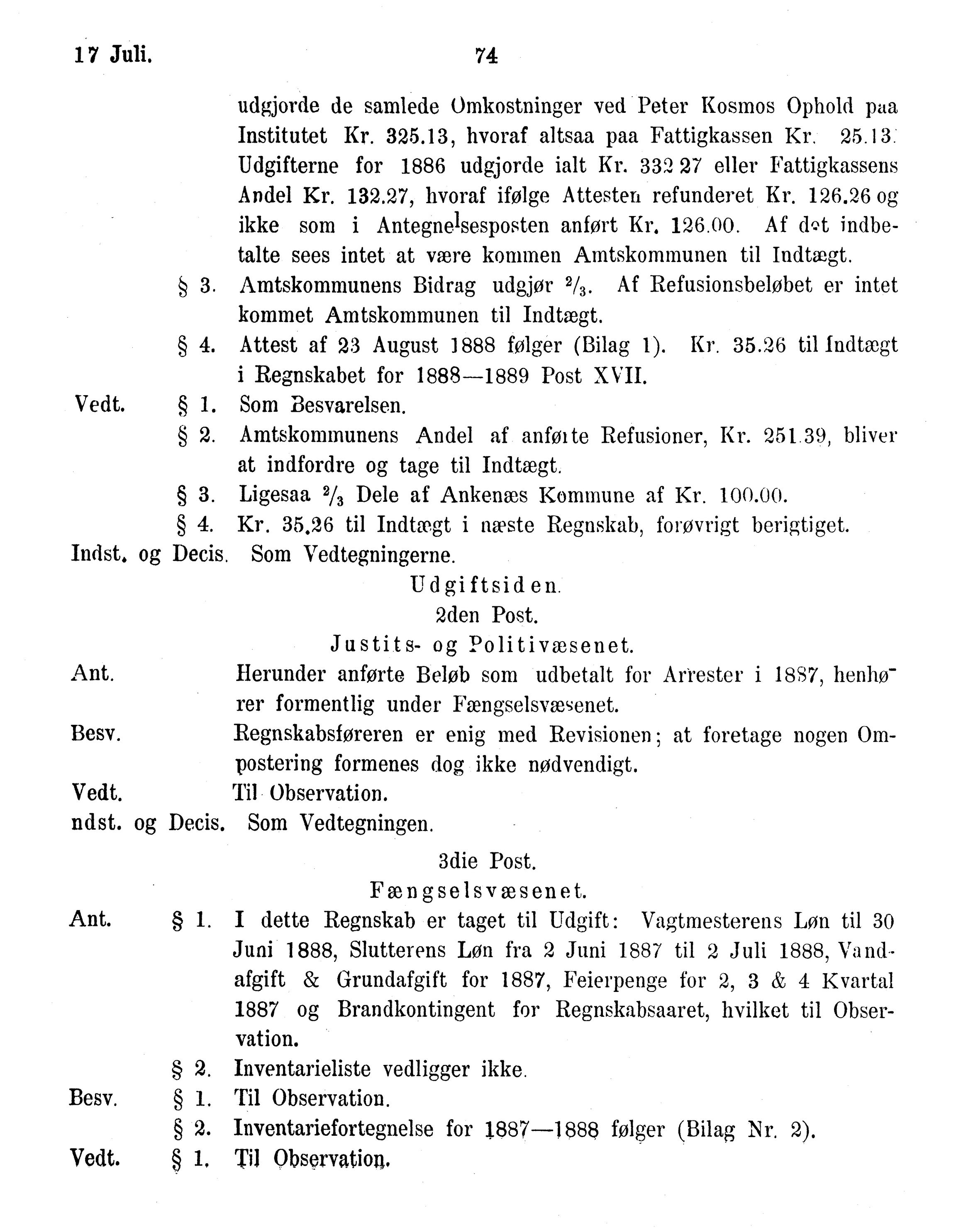 Nordland Fylkeskommune. Fylkestinget, AIN/NFK-17/176/A/Ac/L0015: Fylkestingsforhandlinger 1886-1890, 1886-1890